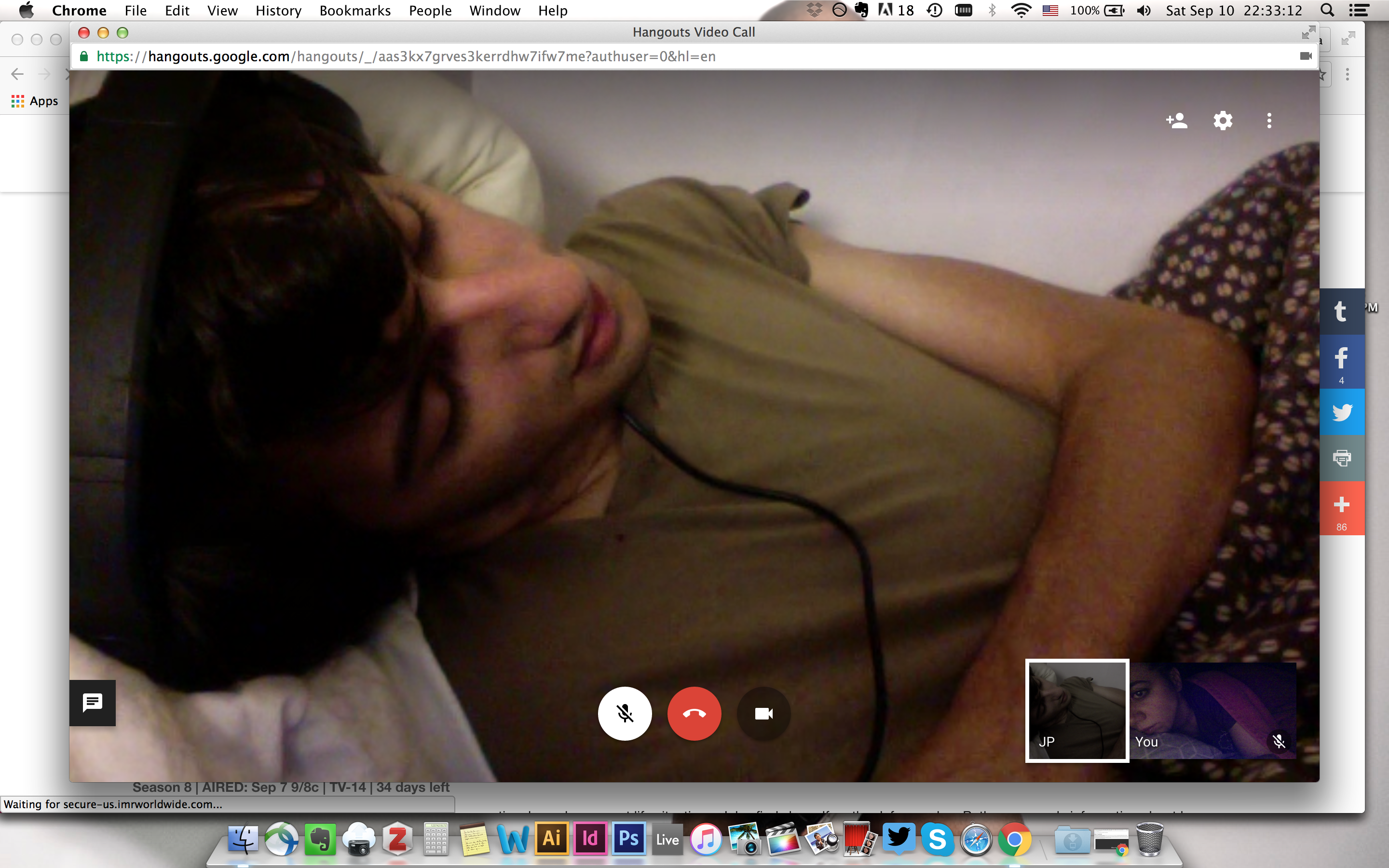 Screenshot from Experiment 2.1: Live Hangout, Sleep