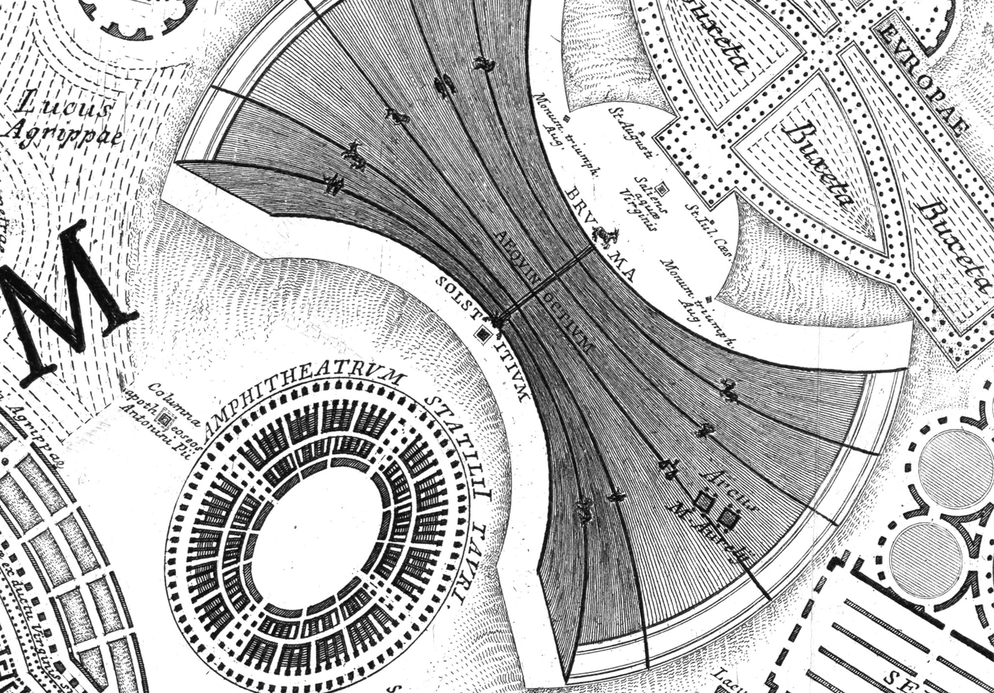 G.B. Piranesi, detail of the Ichnographia Campi Martii, 1762.