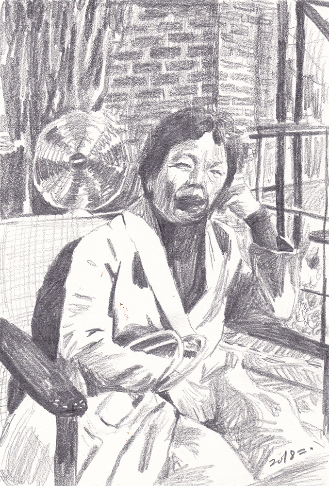 할머니, 2018, pencil on paper, 21*14.8(cm)