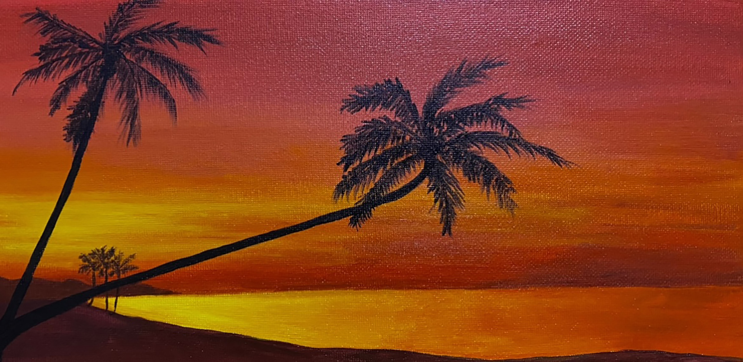caribbean sunset, acrylic on canvas, 12x24, 2020