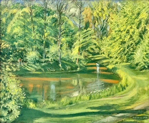 Uitzicht uit balkon, lente 2020 - pastel 50x60 cm