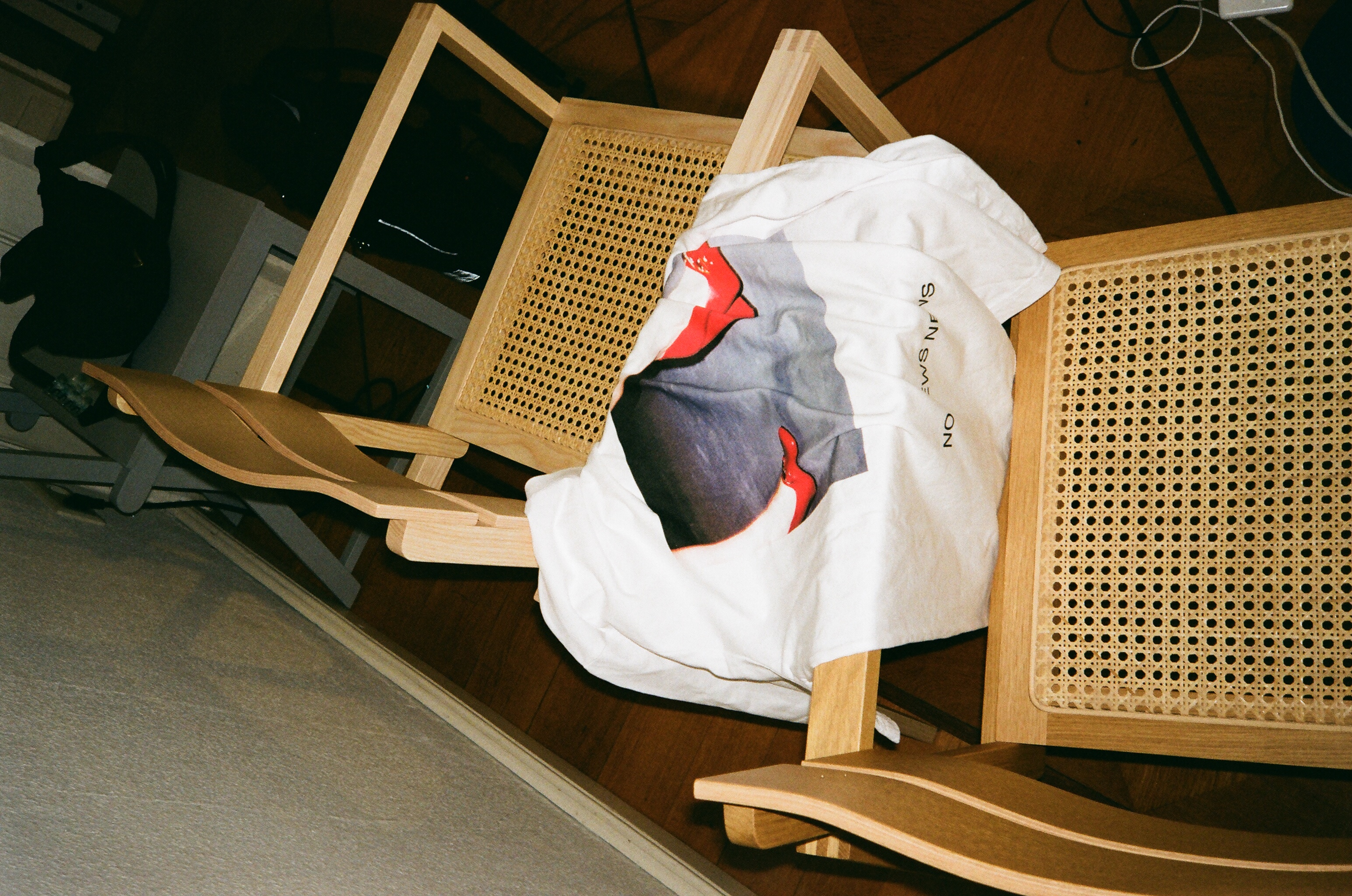 (6) Analogue photo of chairs and shirt