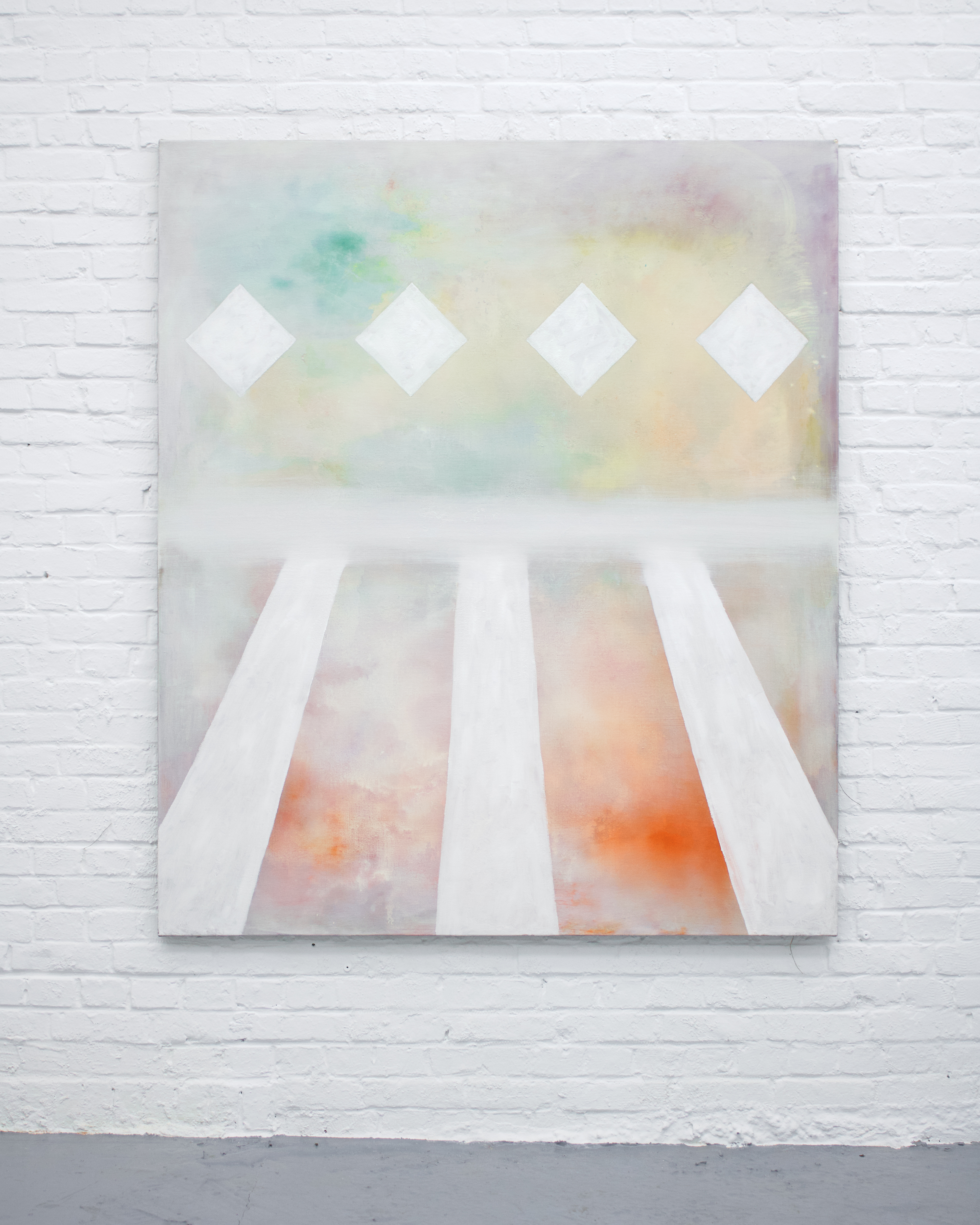 "Cobalt green, lithol red, cadmium yellow and titan white", oil on linen, 160x150cm, 2024