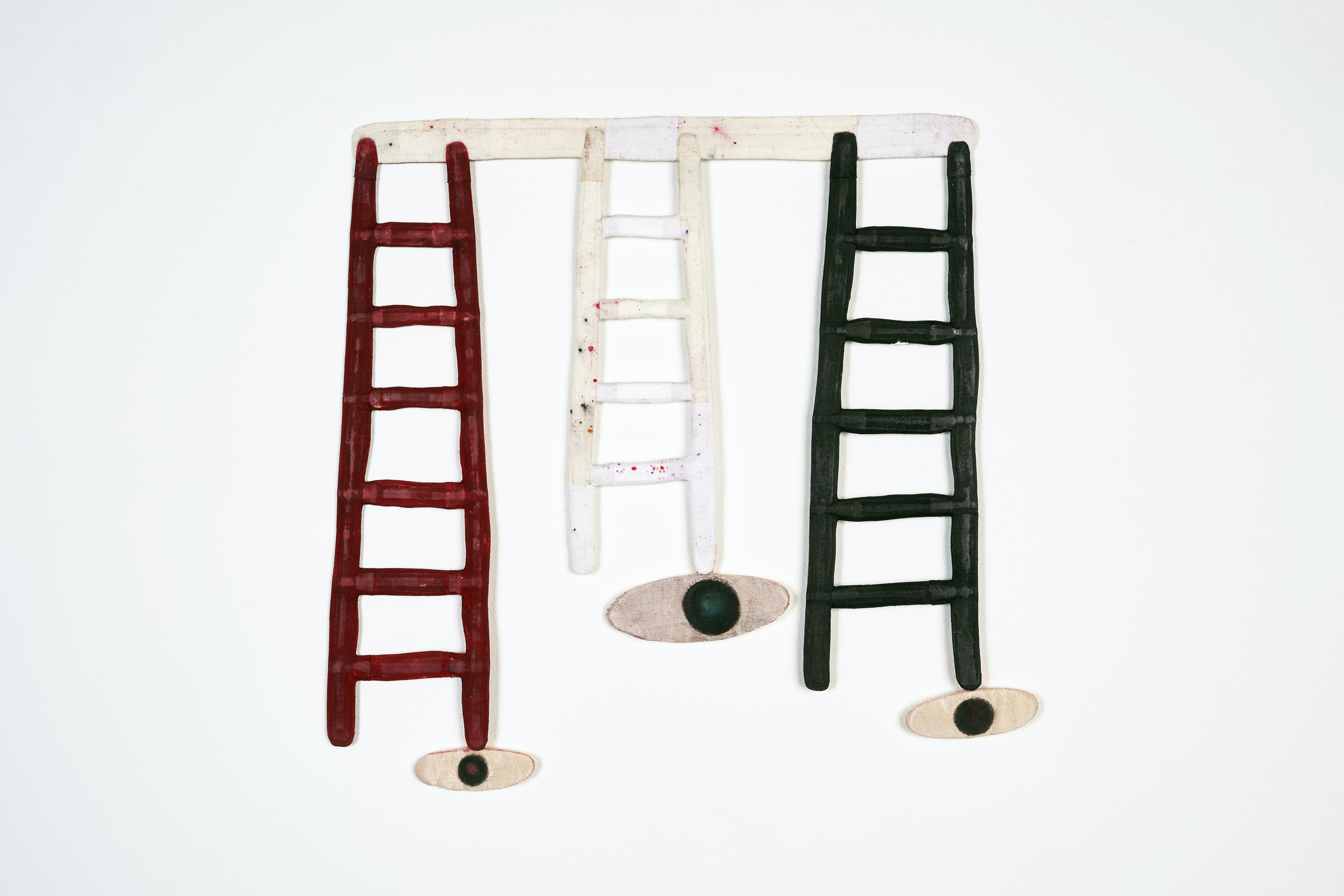 ’Fé Cega Faca Amolada / Jacob’s Ladder’ (Installation View detail, 2025. Oil and wax on cloth and canvas. Sizes and dimension variable.