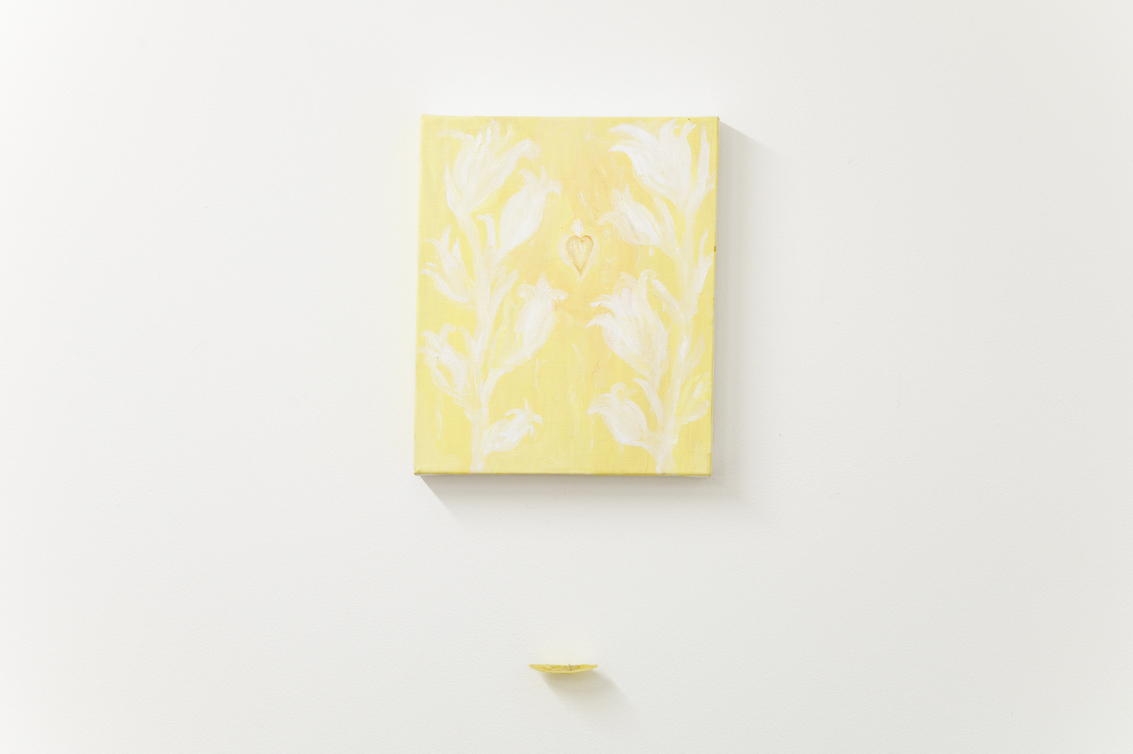 Ada Hale, Sacred Heart Amongst the Lillies, acrylic on canvas; Camille Thomas, An Offering to the Sacred Heart (of Grot), beeswax, fingernail clippings