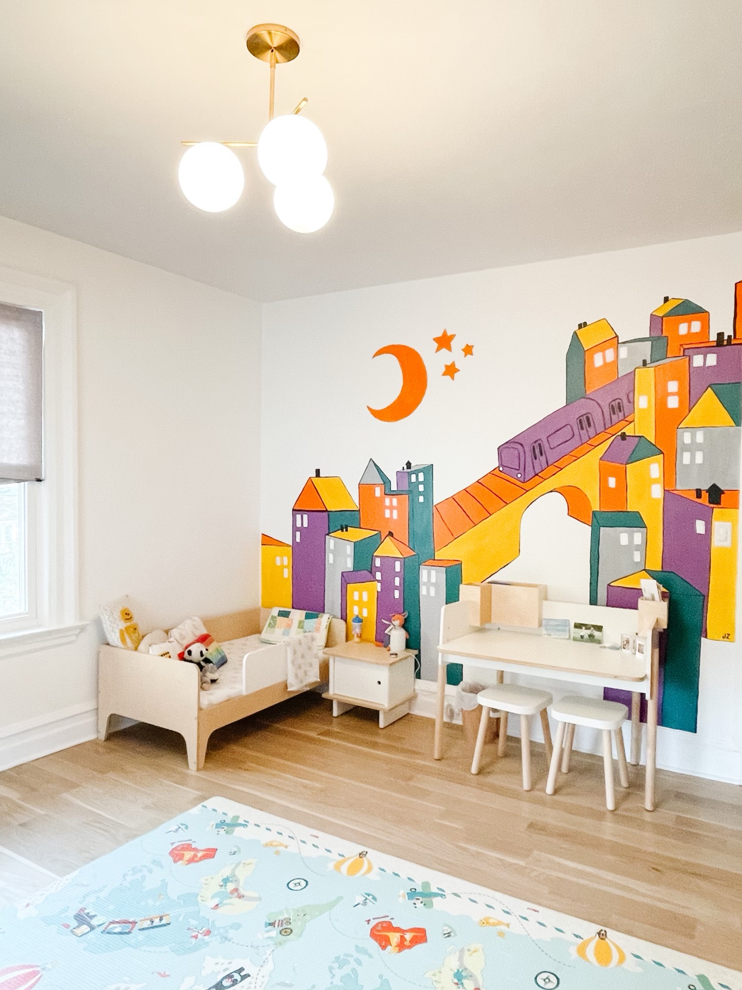 "Cityscape for Toby", Commissioned Mural, Acrylic, 2021.