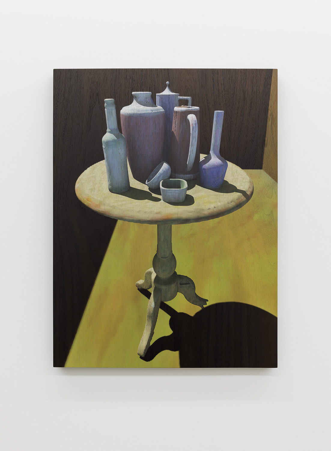 Left, Morandi Passes Through Me 3.0, 2021, 30 x 22.5 x 2 inches, UV pigment on oiled walnut, NFT Png File