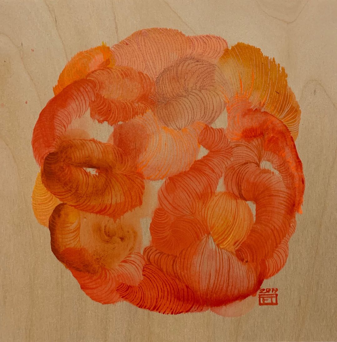 Tangrtines_10"x10"x1.5"_acrylic on wood_2019