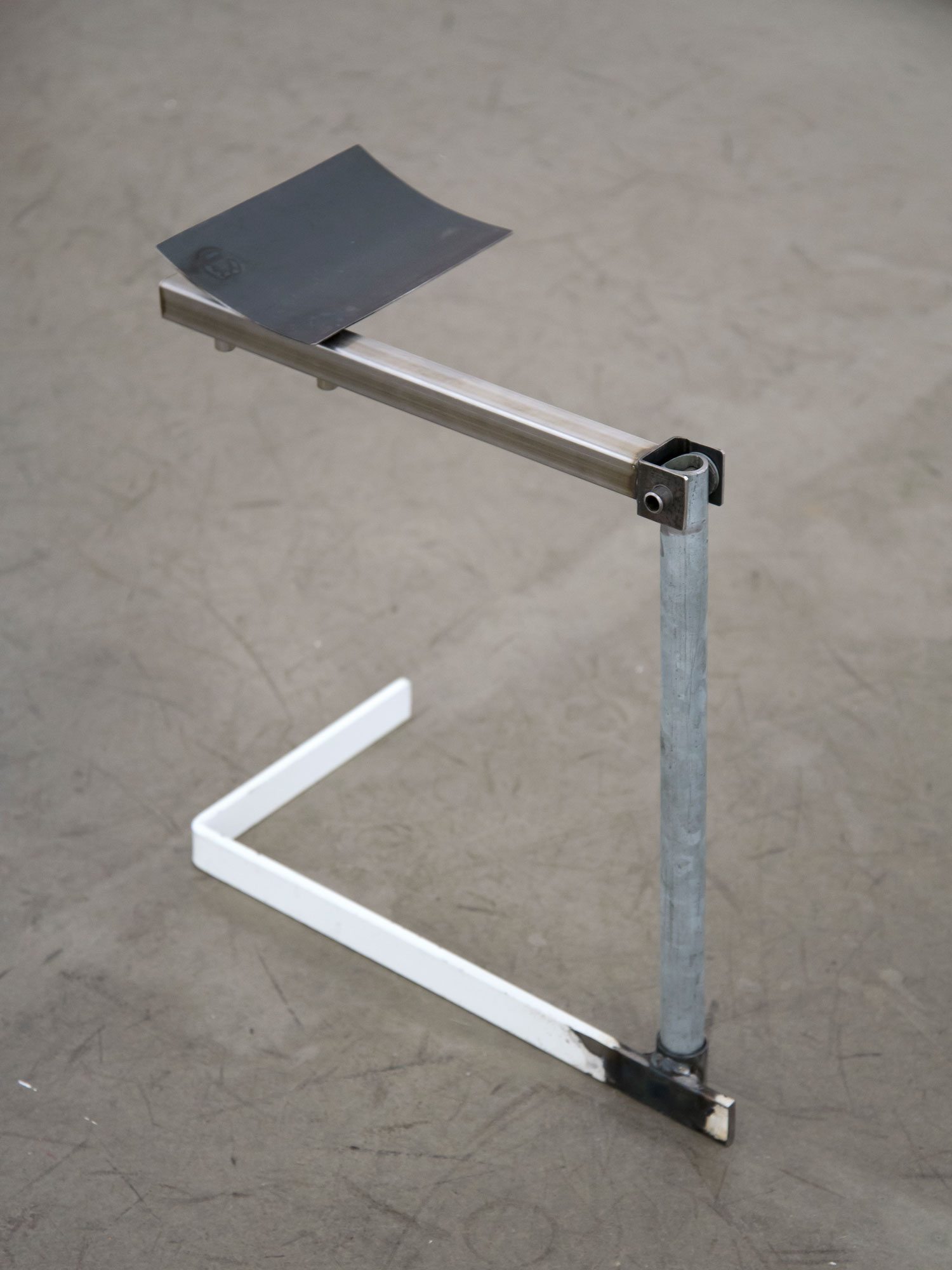 The Invisible Chair (Prototype #4), 2014Steel, stainless steel, galvanized steel, enamel, and wax45 x 24 x 45 cm.