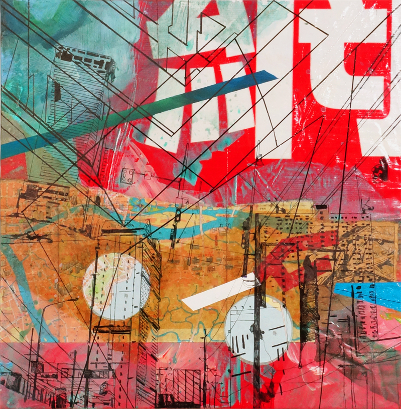 “Cosmic Trip” 2013Mixed Media on Vinyl 50x50 cm