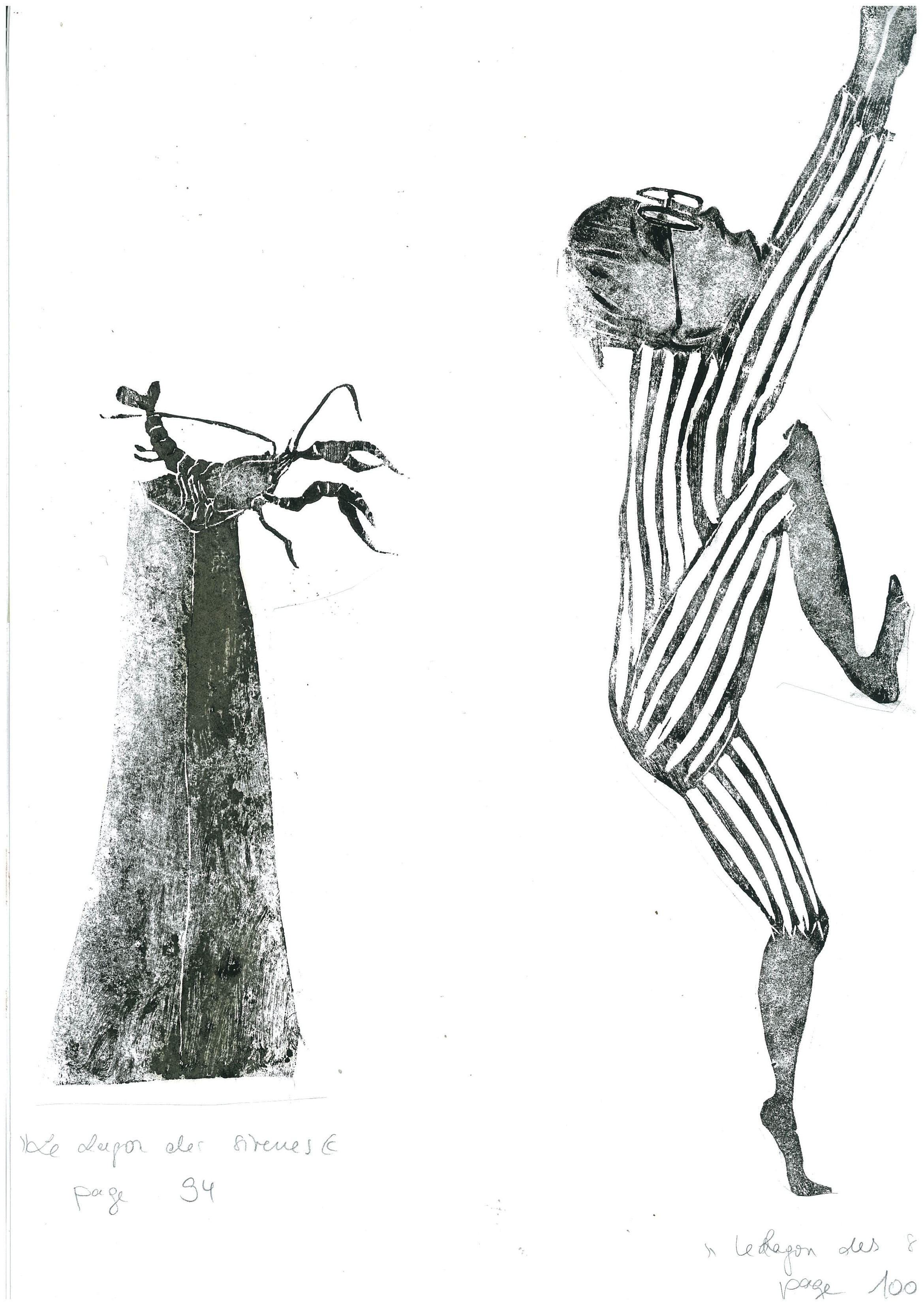 Linocut, printed with oil paint, some collage elements, variable dimensionsSerie: Peter Pan/Text: James Matthew BarrieÉditions Être, Paris, 2005