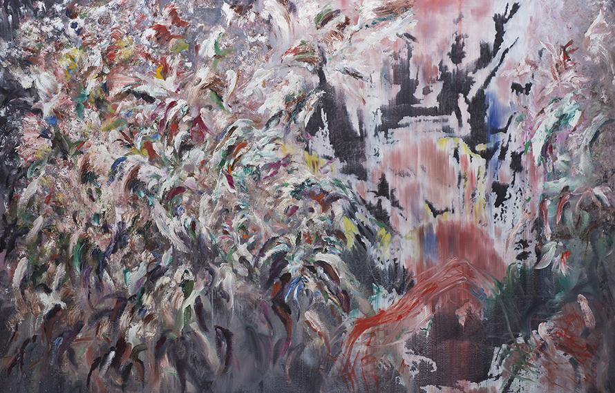 Untitled - P, 2017-2018. Oil on canvas 78 7/50 × 118 11/100 in.