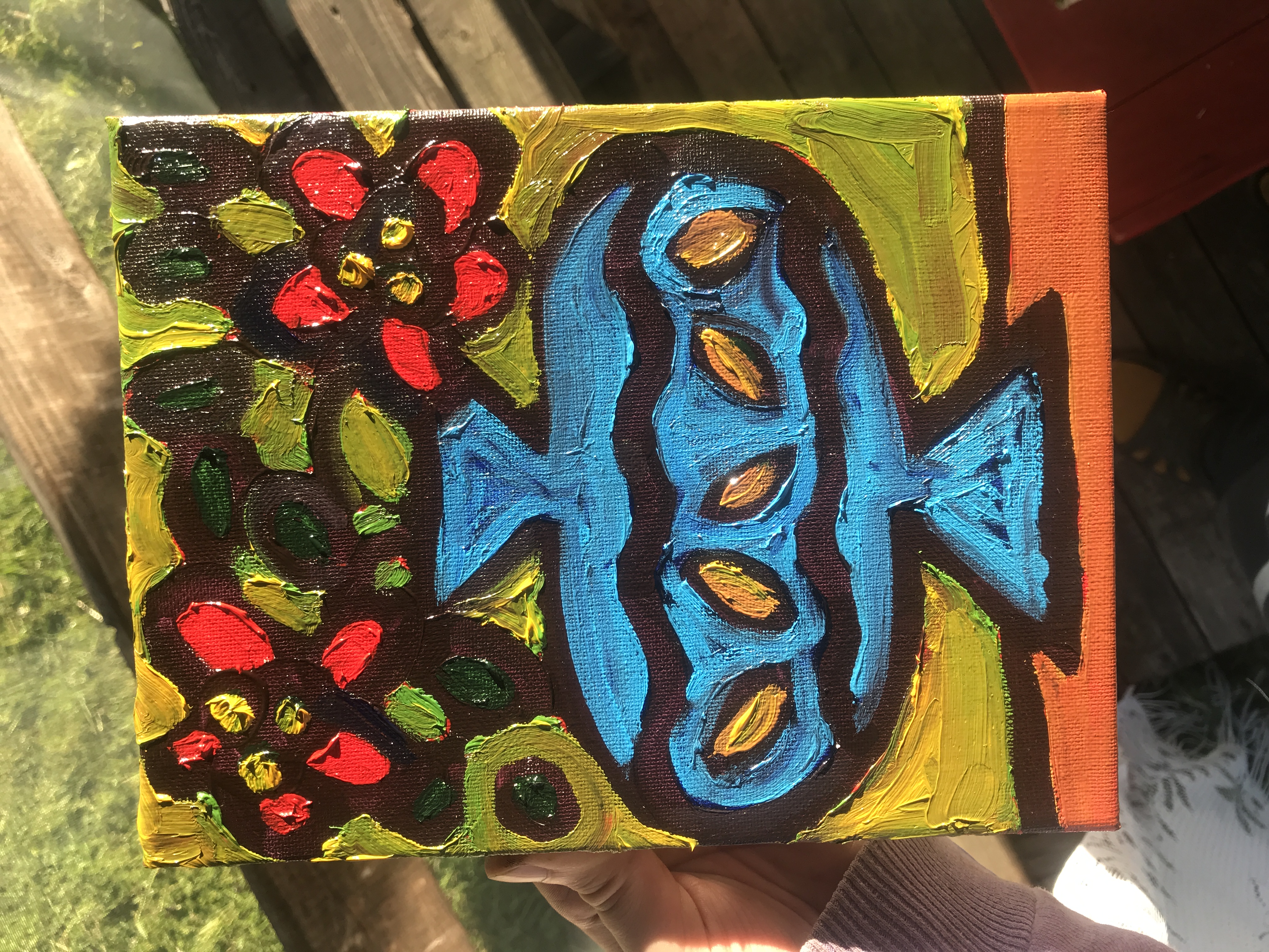 Red flowers and a blue vase 2020 (oil on canvas) sold