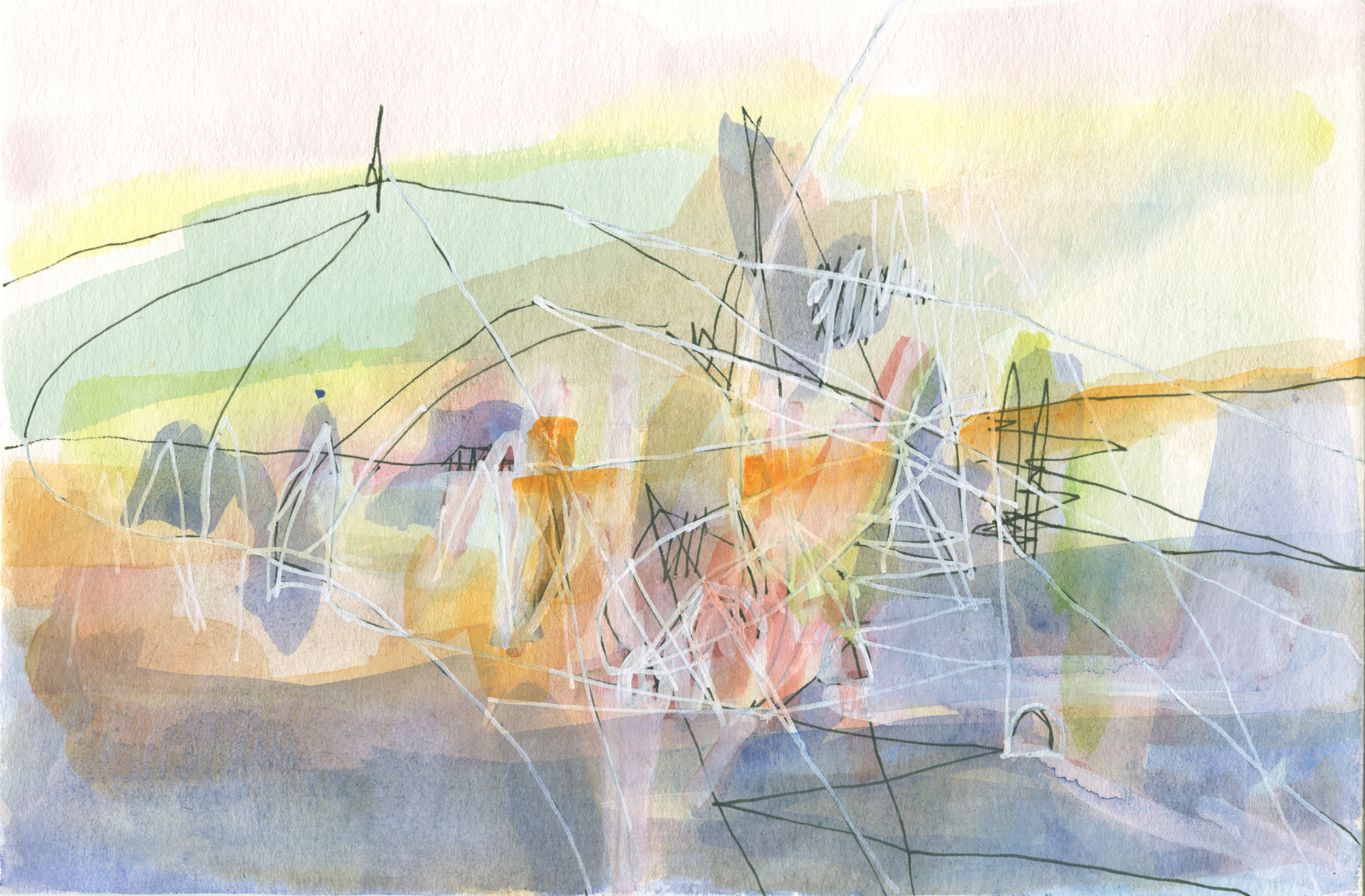 2507, watercolor and ink on paper, 6 x 9 inches