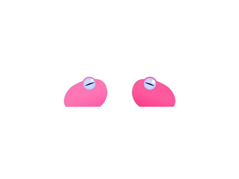 An animated loop of two pink frogs facing eachother, croaking one after the other.