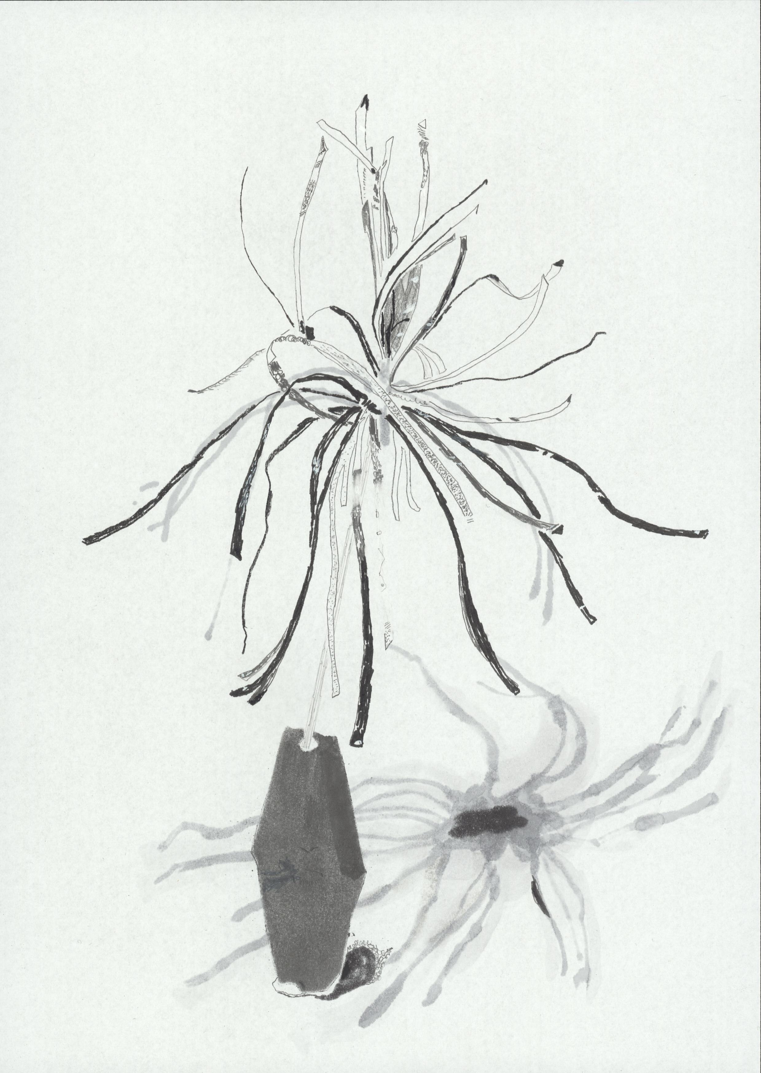 heavy palm, pencil, l, marker, graphite on paper , 29,7 x 21 cm, 2017