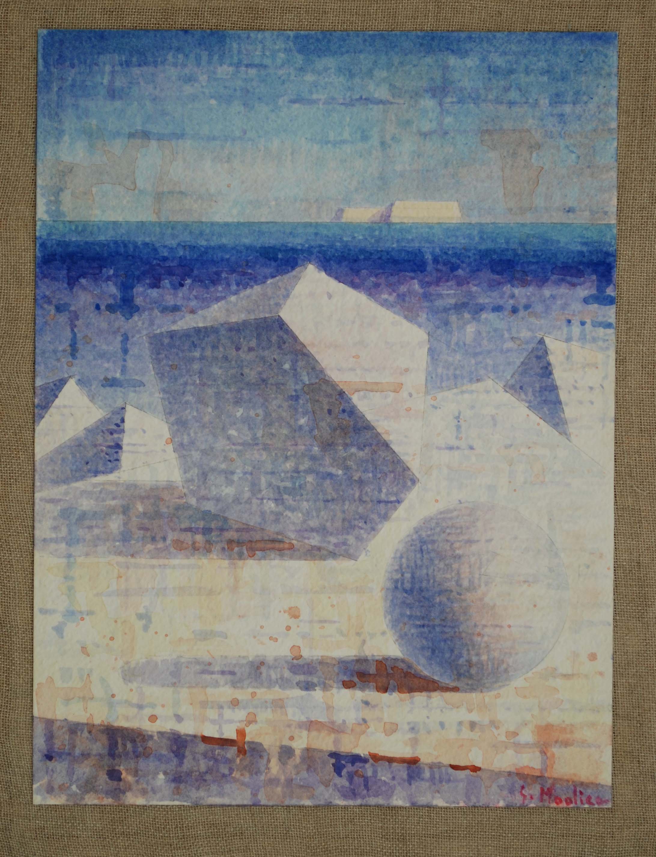 Geometrie-Melanconia, 2012, acquarello su carta a mano intelato, cm 35x27