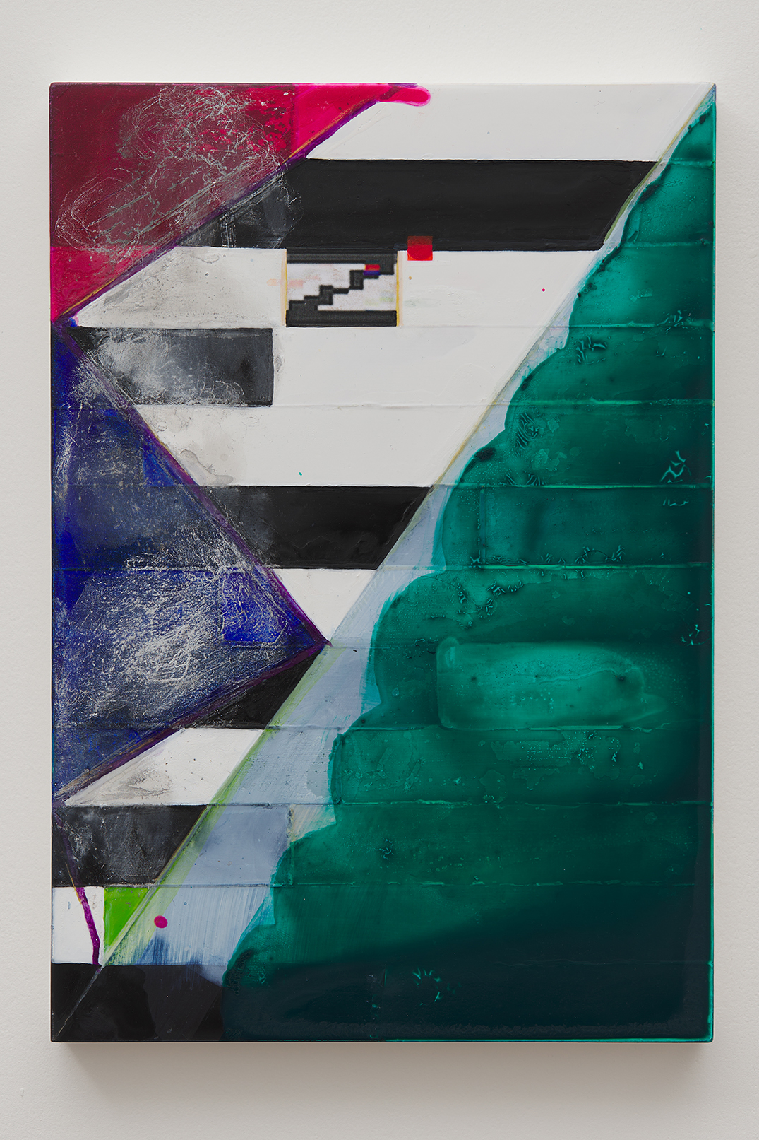 'Zed', 2023, aquarelle and collage on panel, 33 x 23 cm