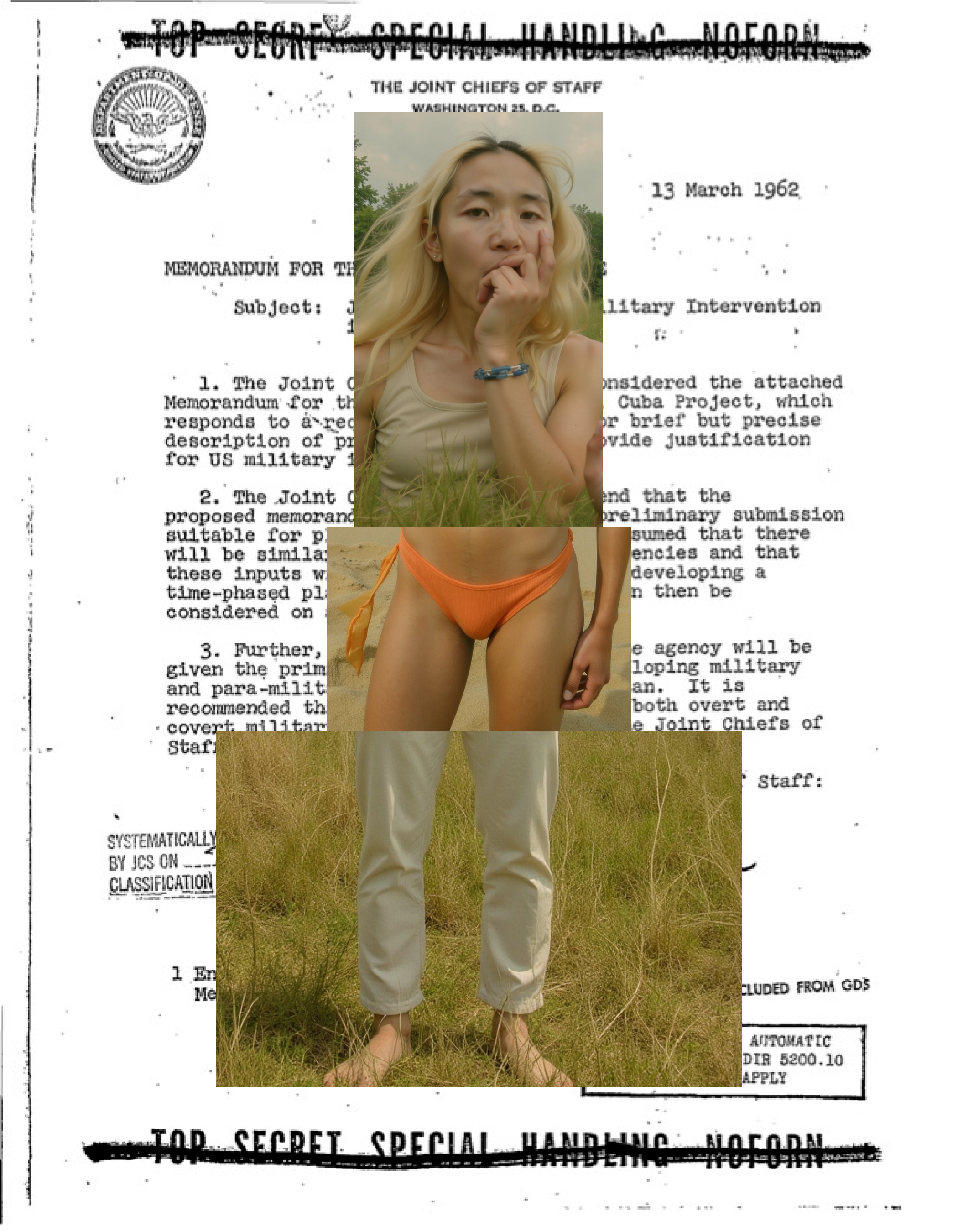 Controlled Opposition #4, CIA Documents, AI-generated images from a trained AI-model, and Stills from Performances, 2024