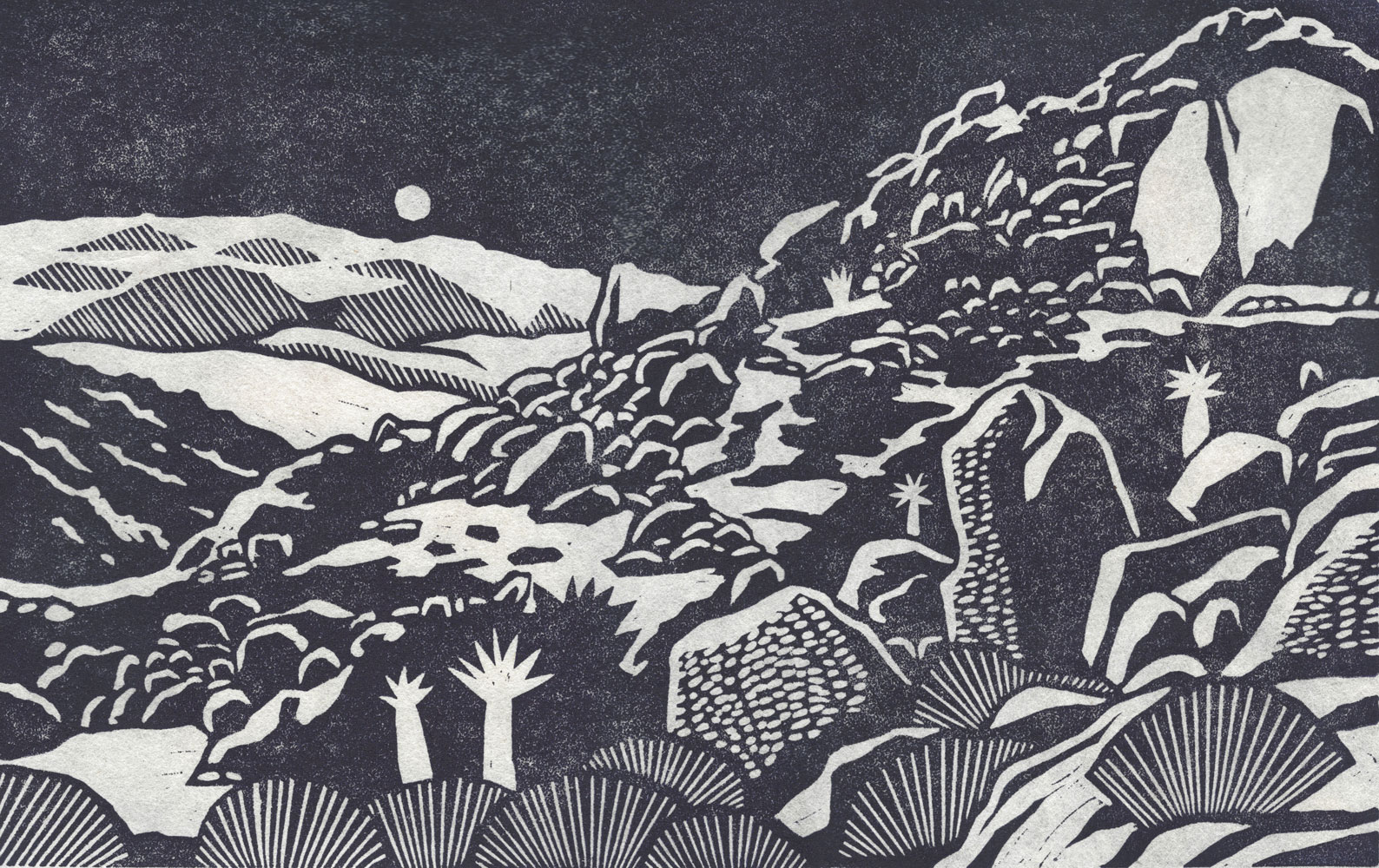 An Imaginary Path Back to You, linocut