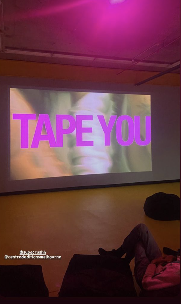 Installation view at Centre D'Editions for TAPE YOU screening.