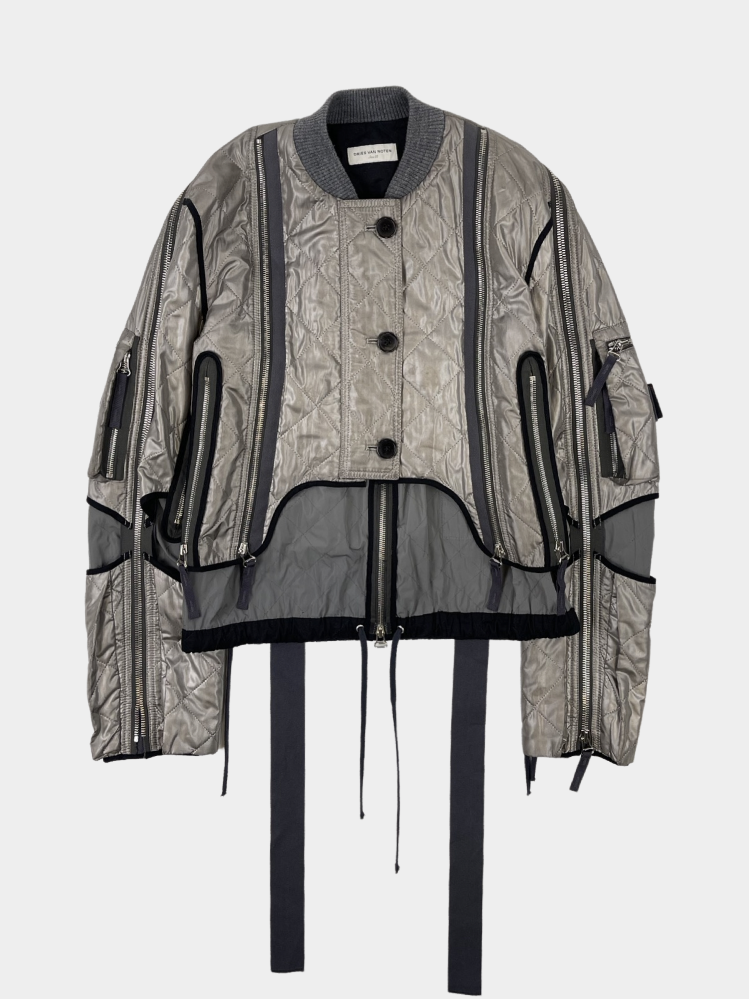 DRIES VAN NOTEN Multi Back-Zip Metallic Bomber Jacket - ARCHIVED