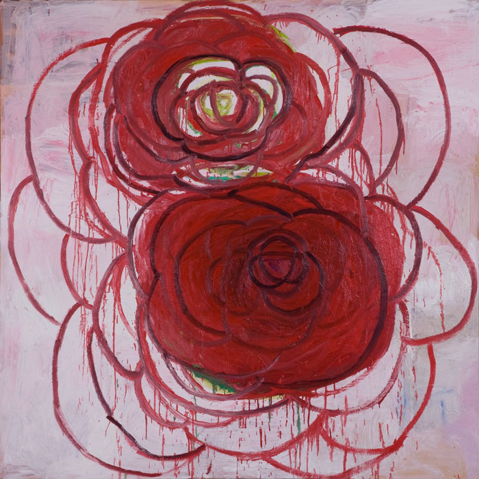 Double camellia, 2010, oil on canvas, 72x72in