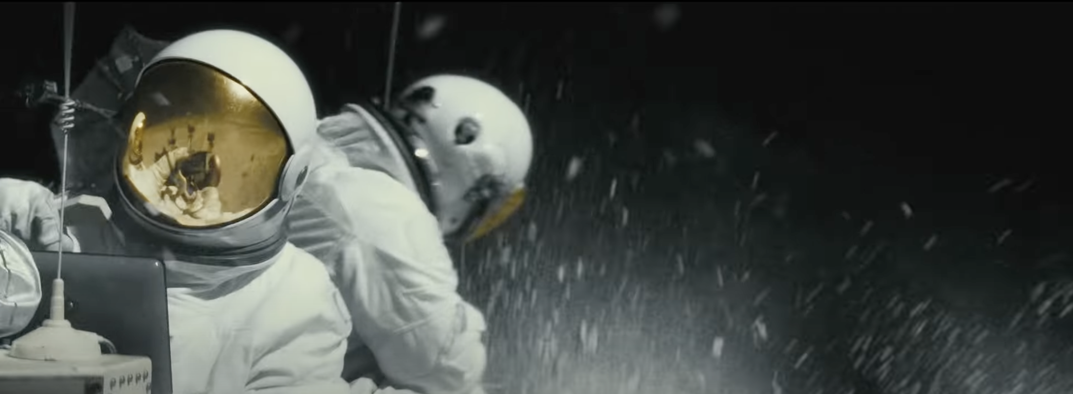 Scene from Ad Astra of a kinetic weapon conflict on the Moon's surface.
