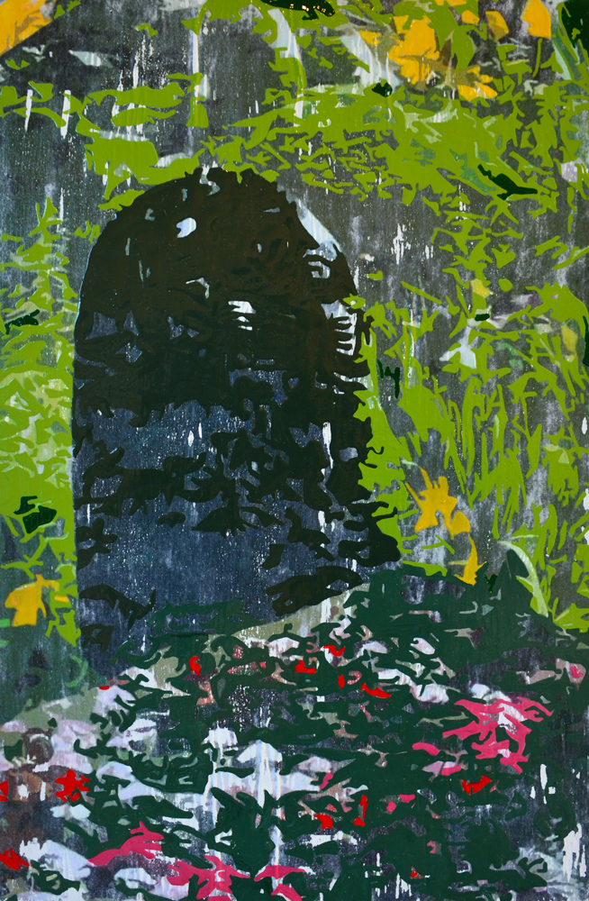 Daylight Hedge, Enamel and Photo Release on Plywood, 255x395mm, 2015