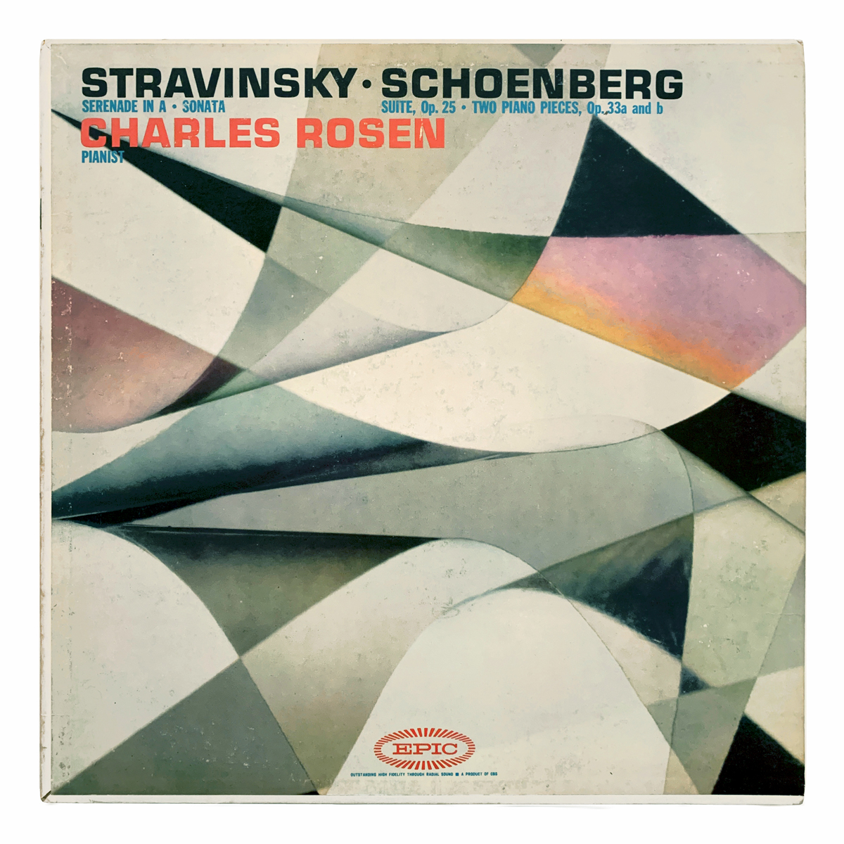 Epic LC 3792 Igor Stravinsky - Serenade in A for piano; Sonata for piano (1924) | Arnold Schönberg - Klavierstück, Op.33a; Klavierstück, Op.33b; Suite for piano, Op.25 Charles Rosen Design: Scott Hyde (photography)