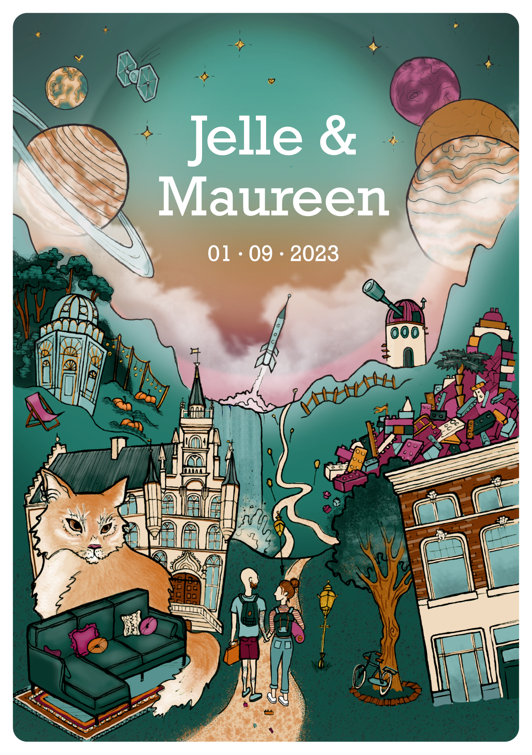 Trouwkaartje Jelle en Maureen