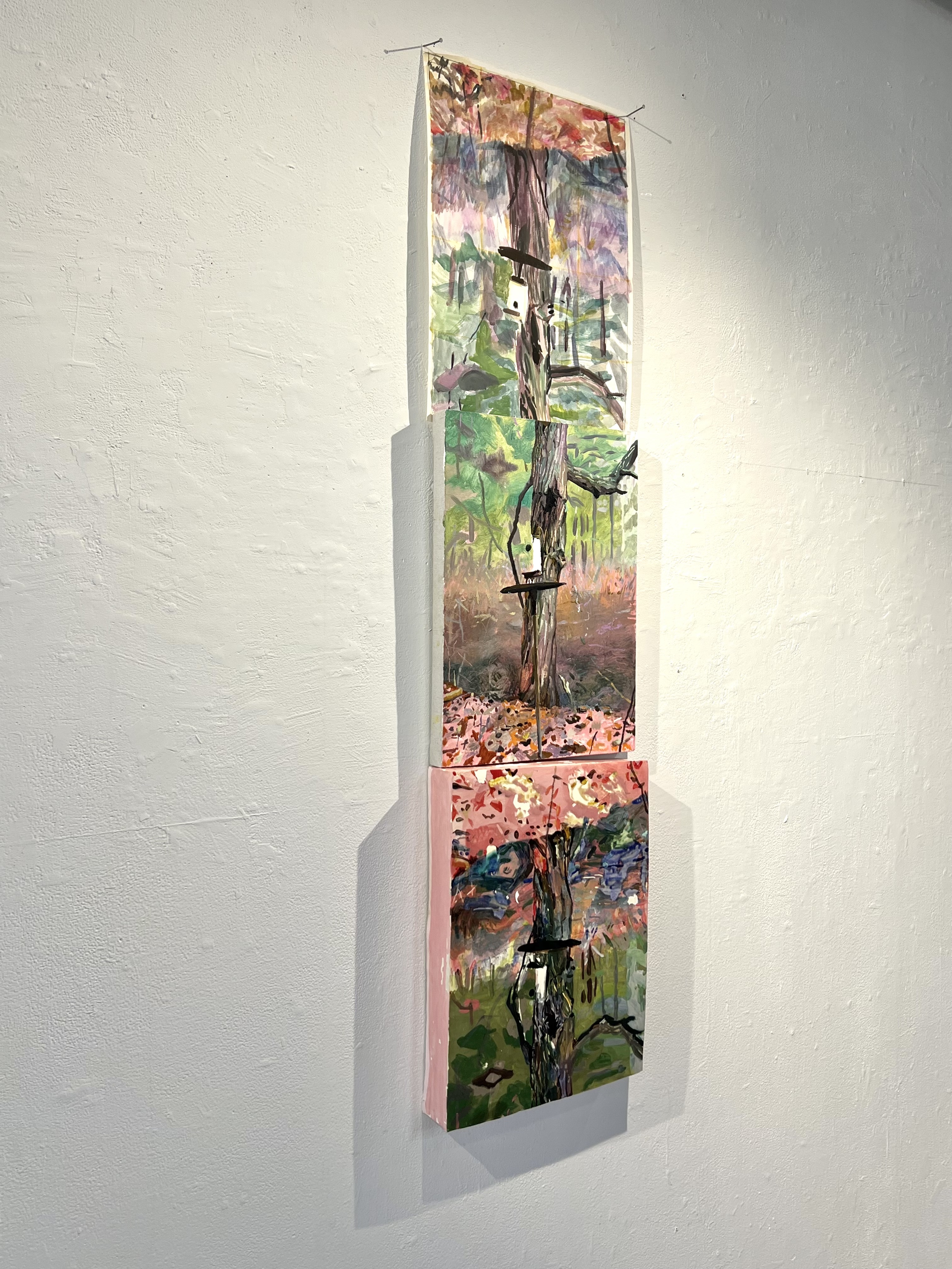 watercolor on arches paper, oil paint on canvas, underglaze + glaze pigment, ceramic