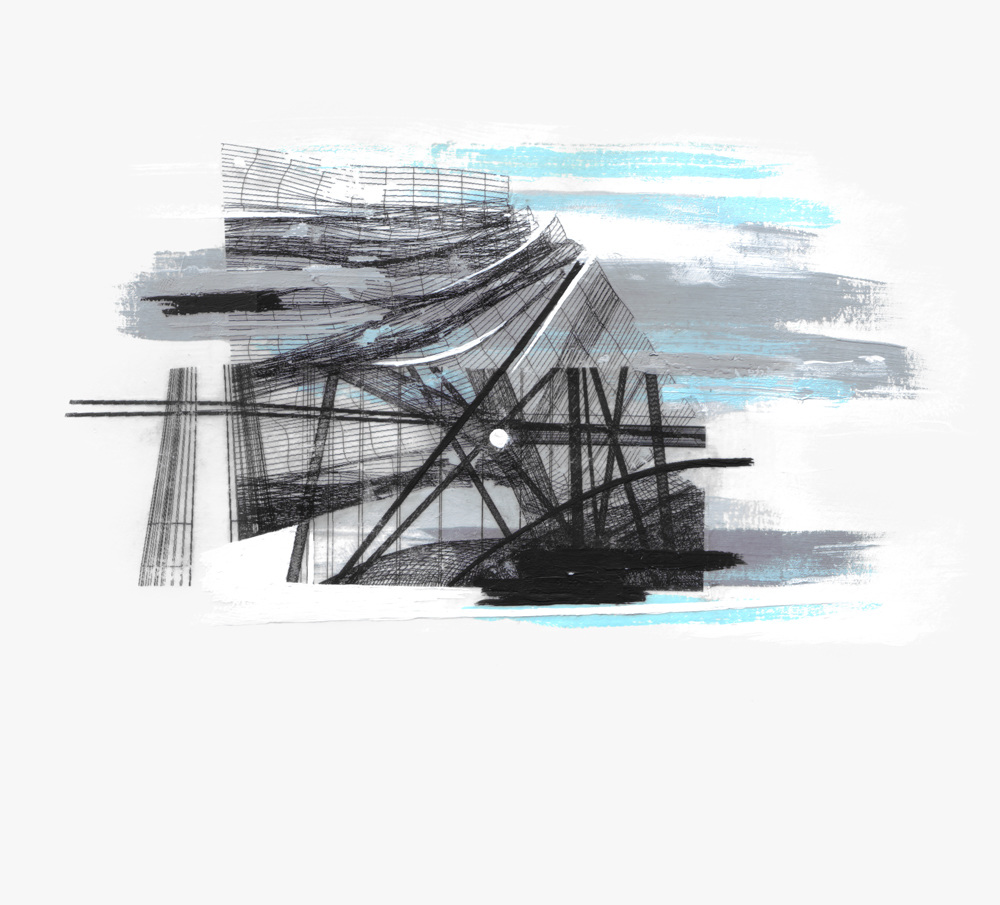 FRAGLICHES FLÜGELVORHABEN  ·  mixed media on paper  ·  26 x 29 cm  