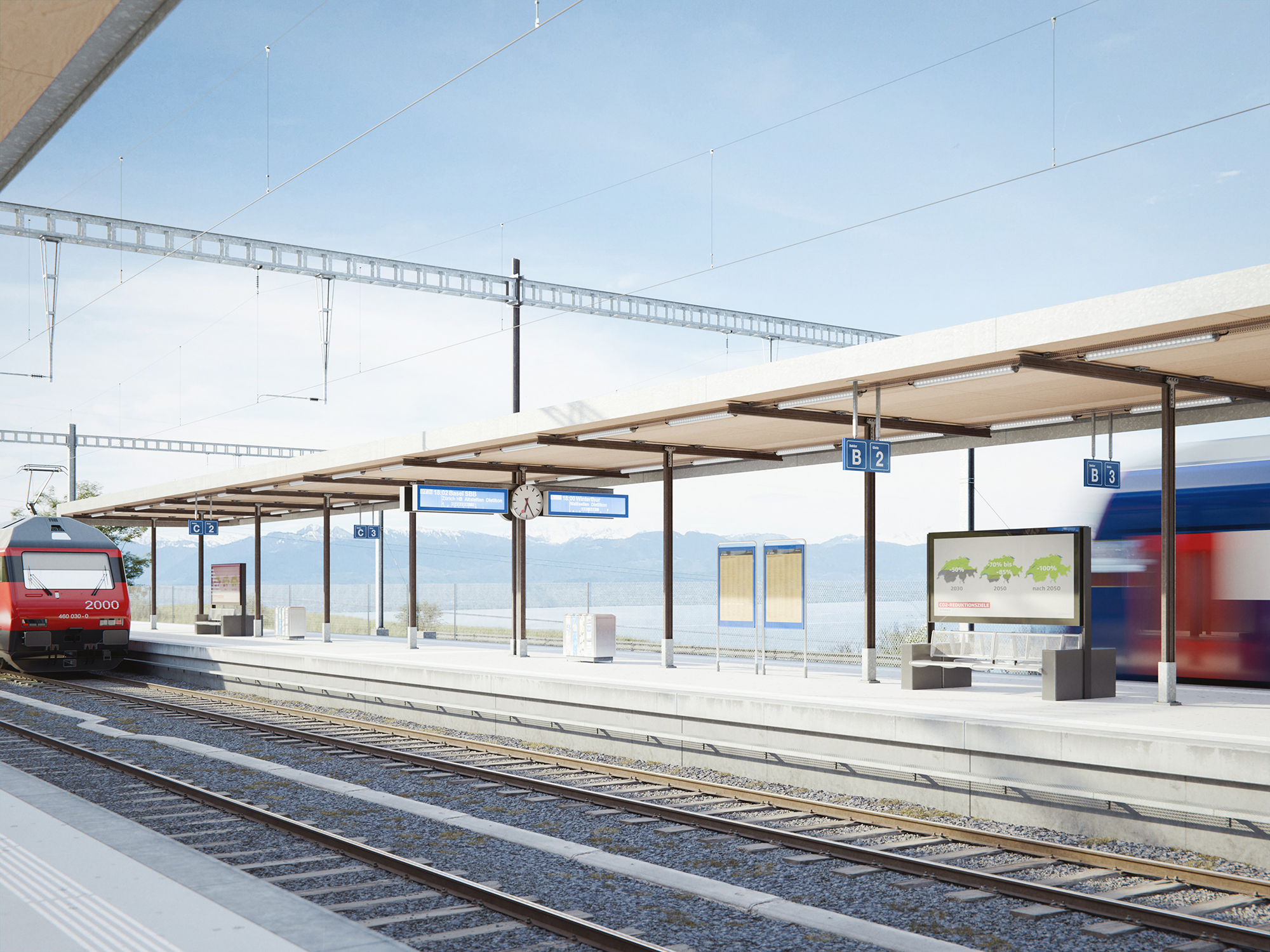 8G Architektur GmbH, SBB, Visualisierung, Gleis, Bern Schweiz, aussen, rendering