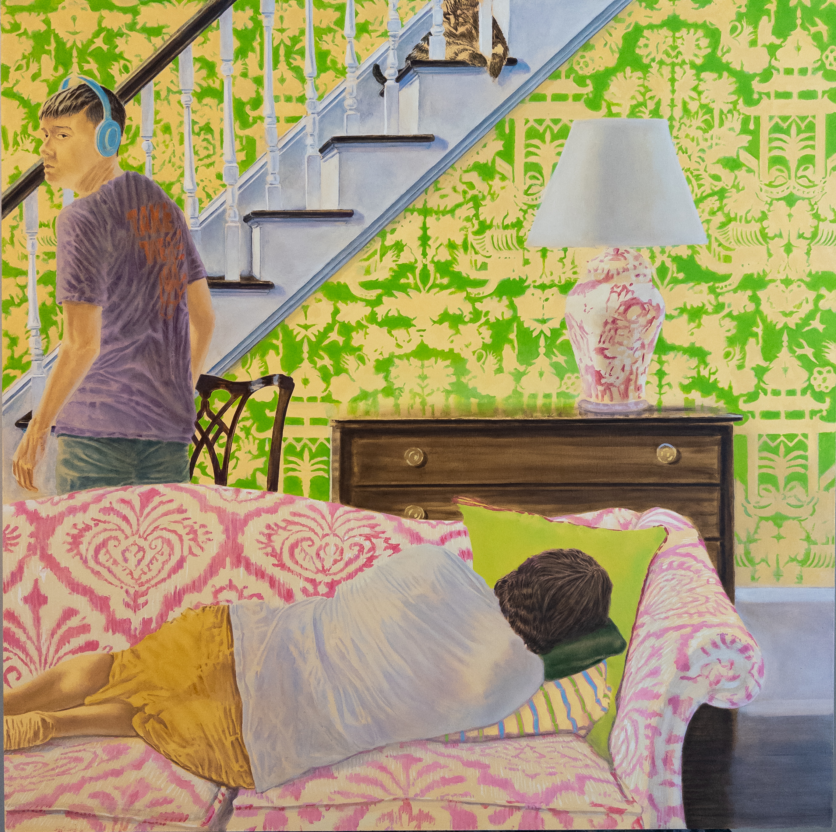 People look at me the way I used to look at them, oil on panel, 28 x 28 in