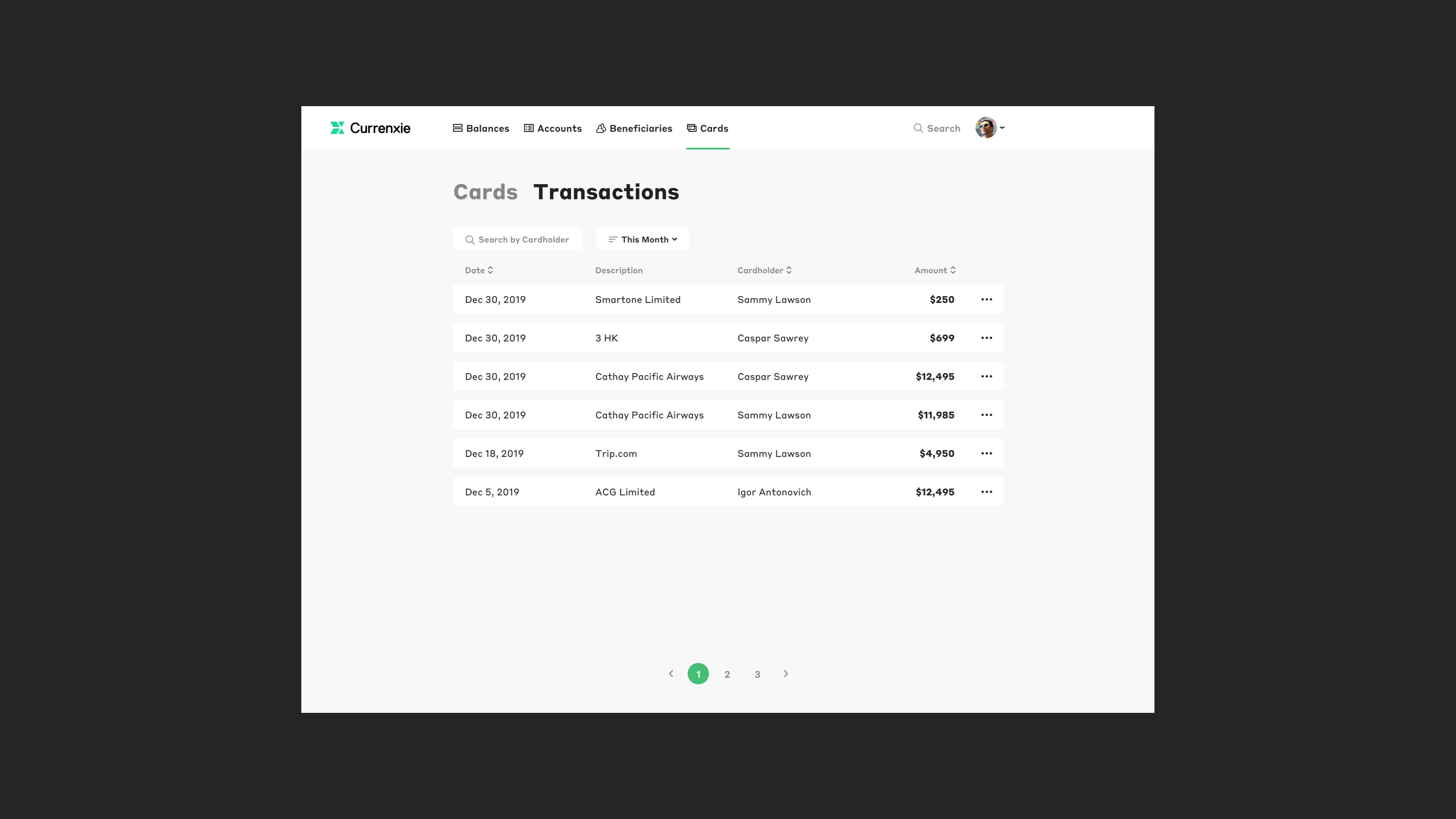 Managing multi-account transations on Currenxie web app