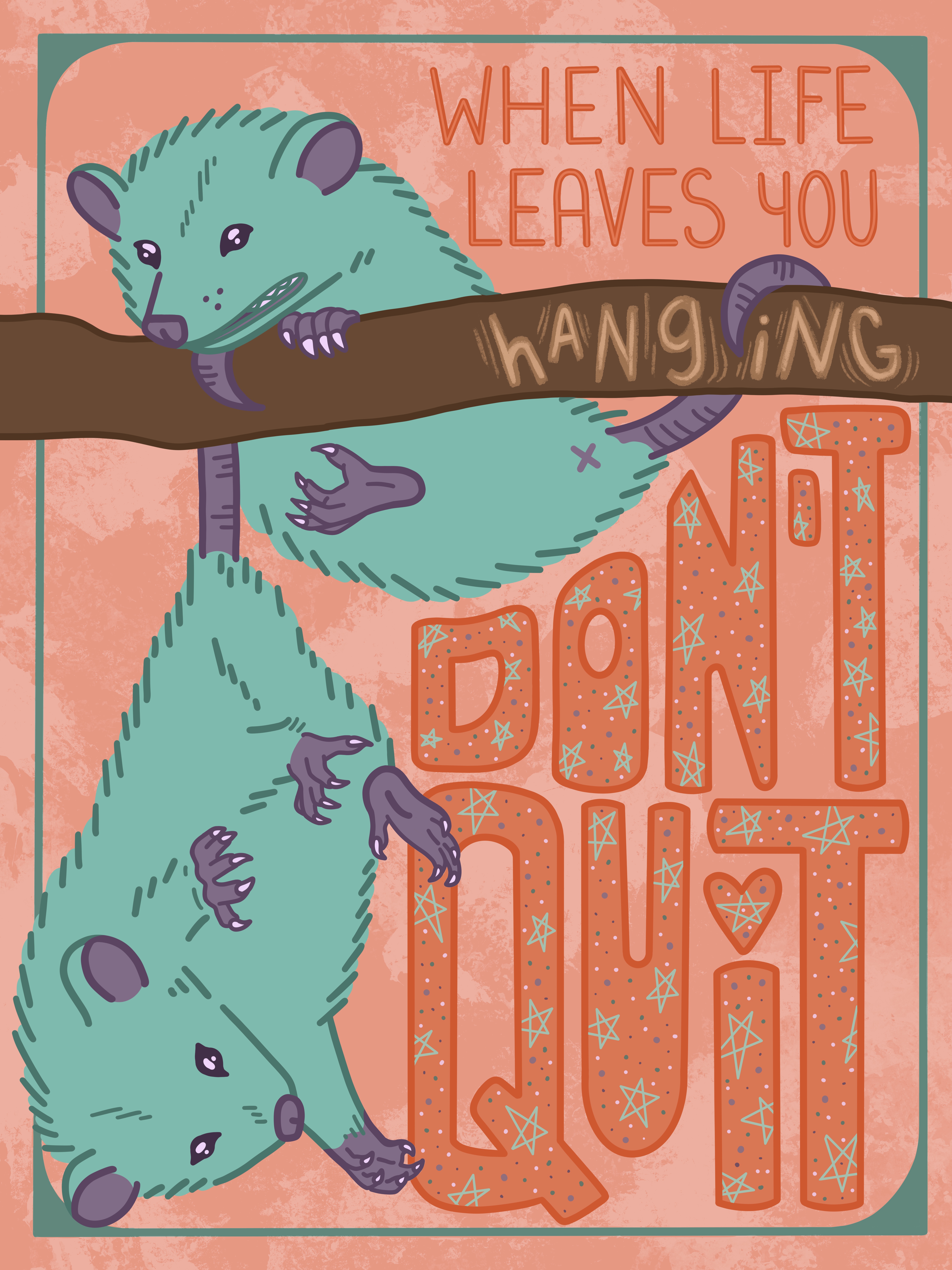 Motivational OpossumsDigital, 18&rdquo;x 24&rdquo;, 2023