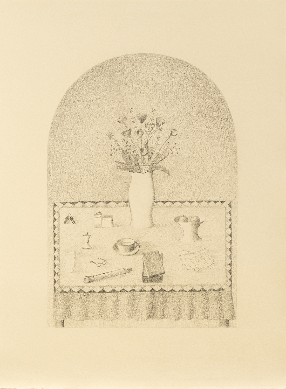 "Mesa de jantar antes do jantar", 2022, grafite sobre papel [graphite on paper]