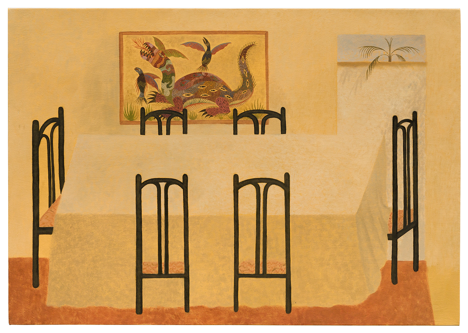 "Mesa de almoço com quadro do Chico da Silva", 2024, óleo sobre tela