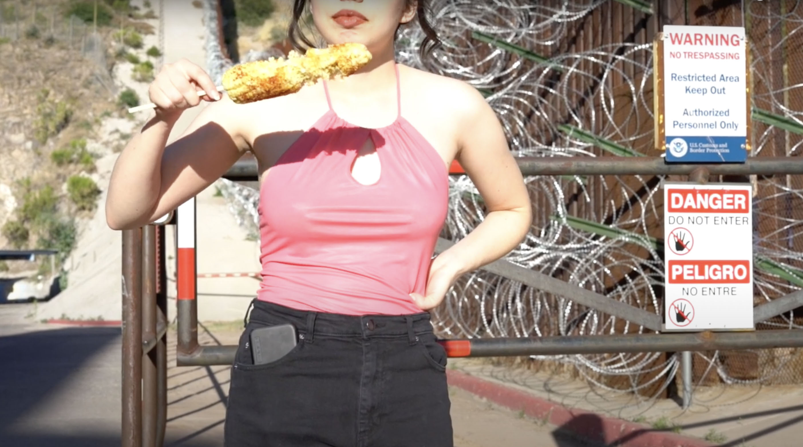 ASMR Elote at the Border, 2019, Digital Video, Duration: 9min 7 sec ︎click on photo to view video︎