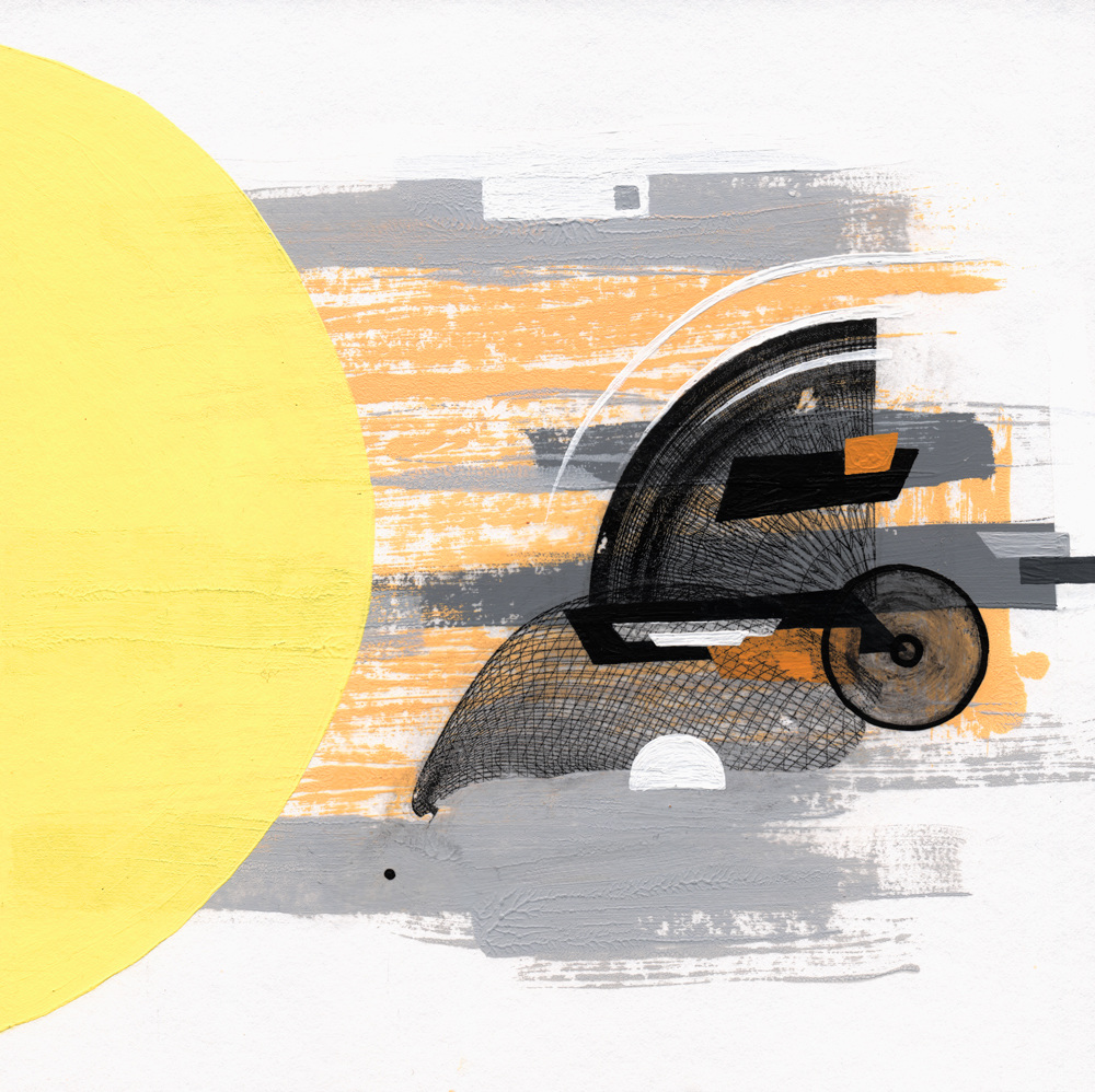 SPIEL I  ·  mixed media on paper  ·  25 x 25 cm