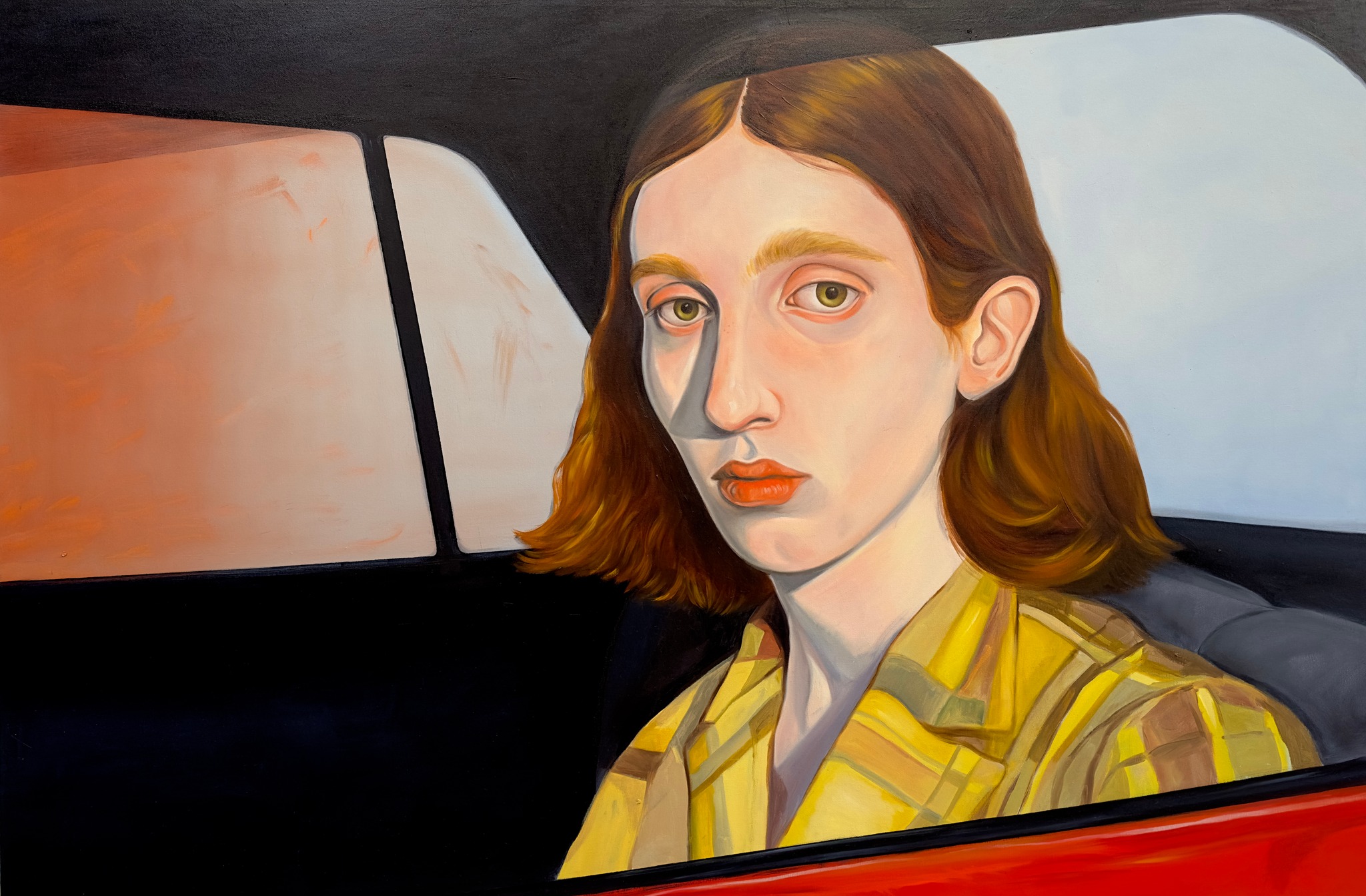 "Retrato clásico dentro de un coche" Oil on canvas. 120x180cm. 2025