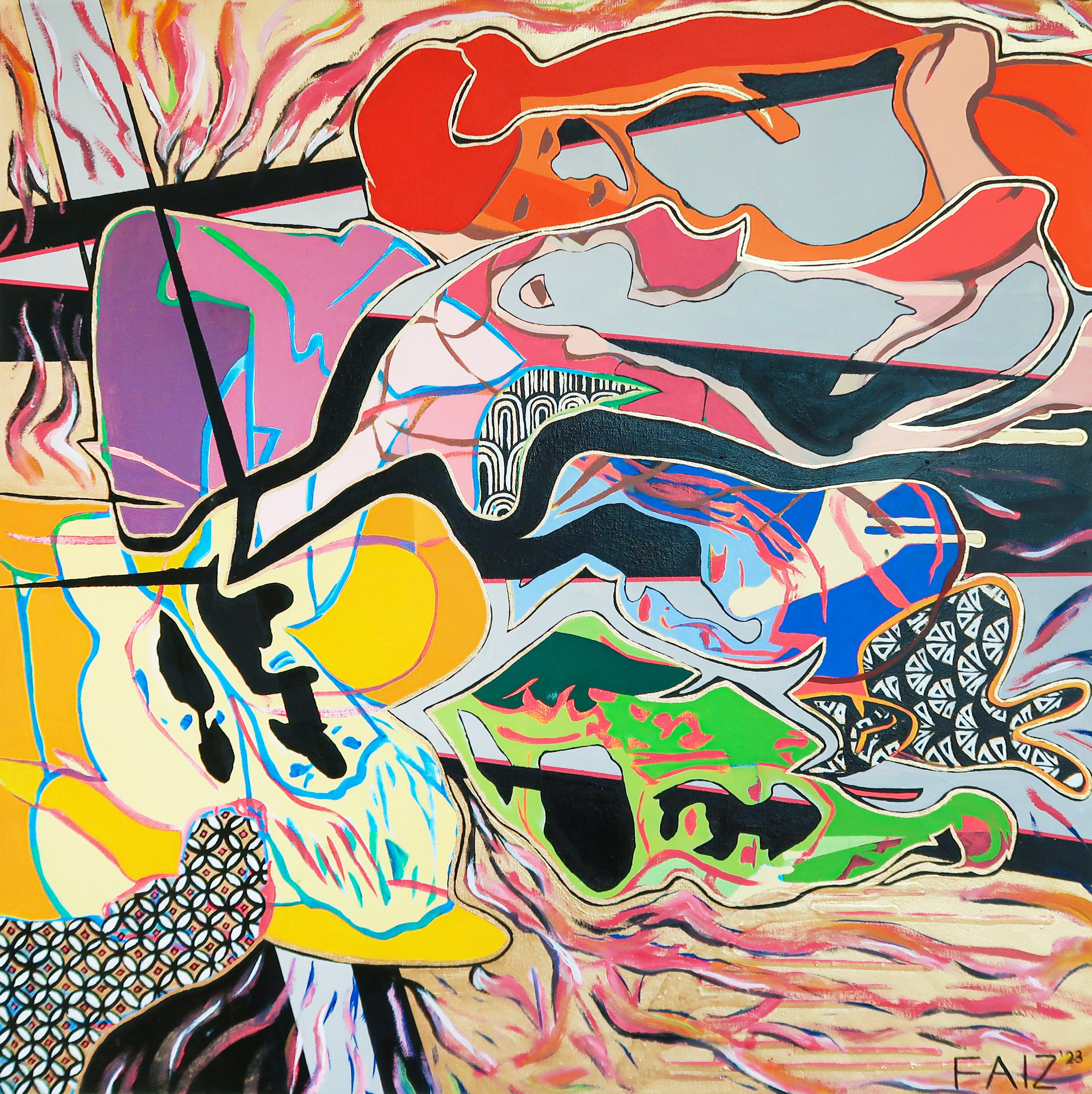 Marie Laurencin, woman loving women series,2023, oil on canvas, 80 x 80cm