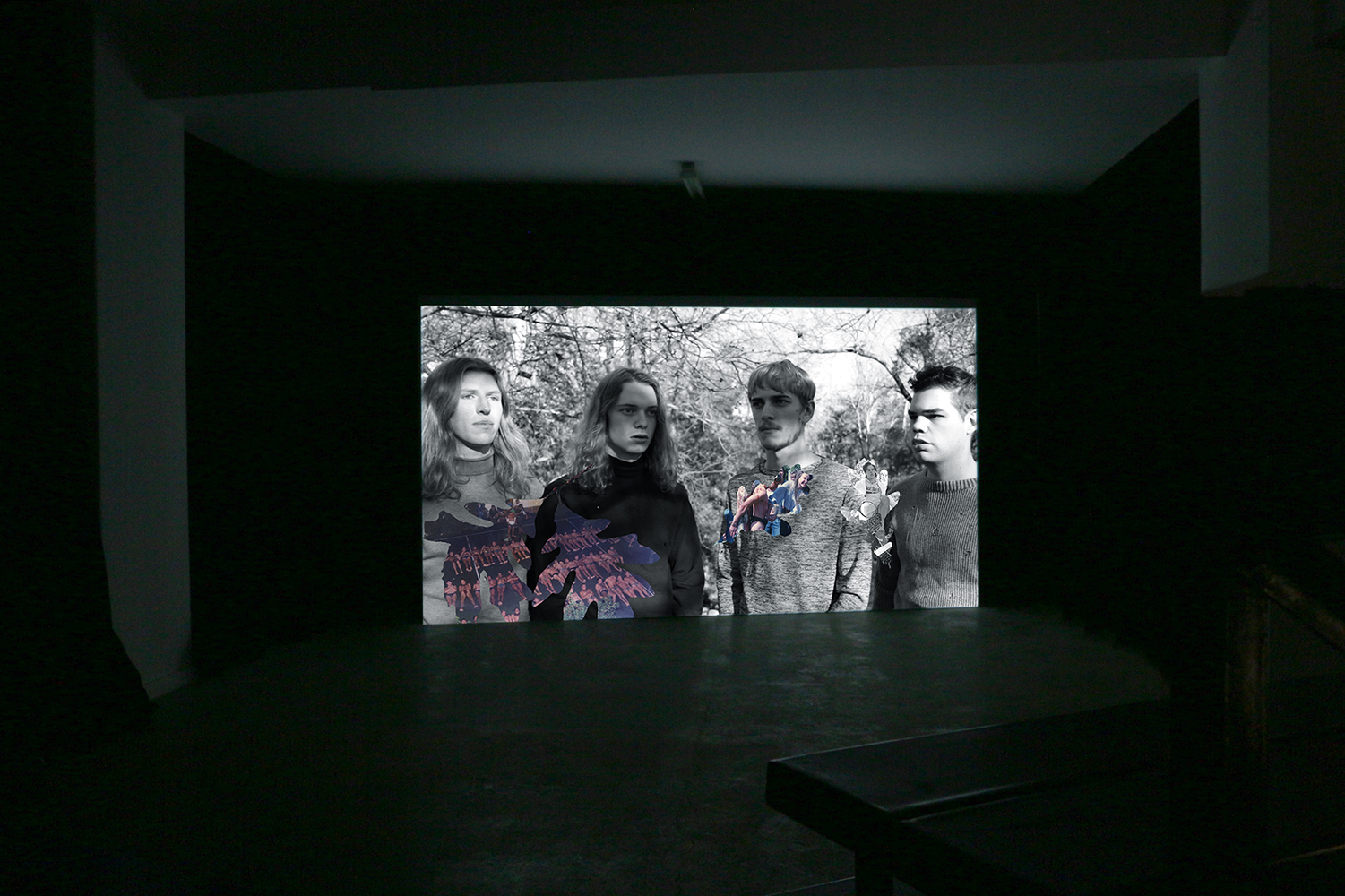 Abri de Swardt, "Ridder Thirst" (installation view), 2015 – 18, HD Projection with double seating structure, 13’36 min