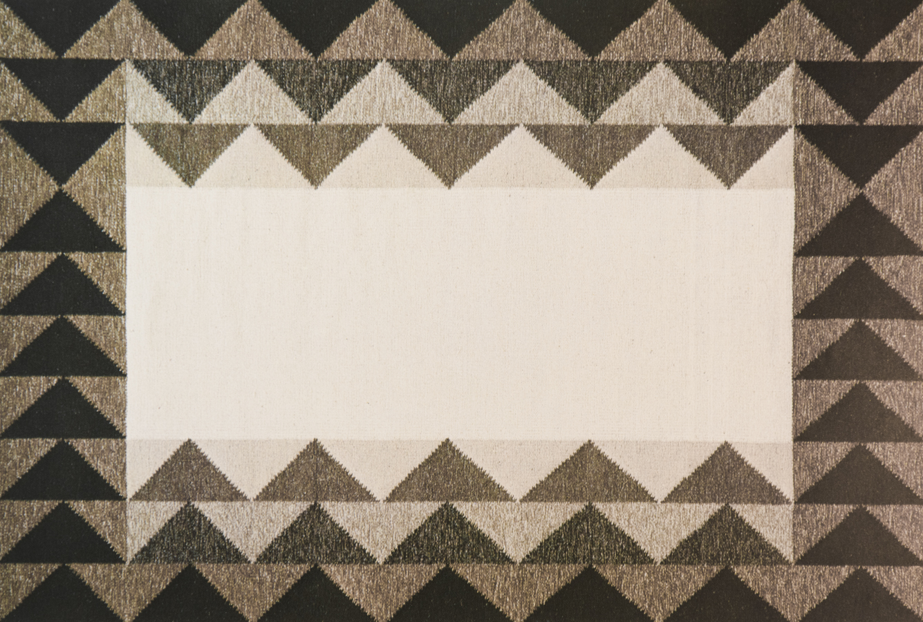 Handwoven wool rug. Serial production. 1980's