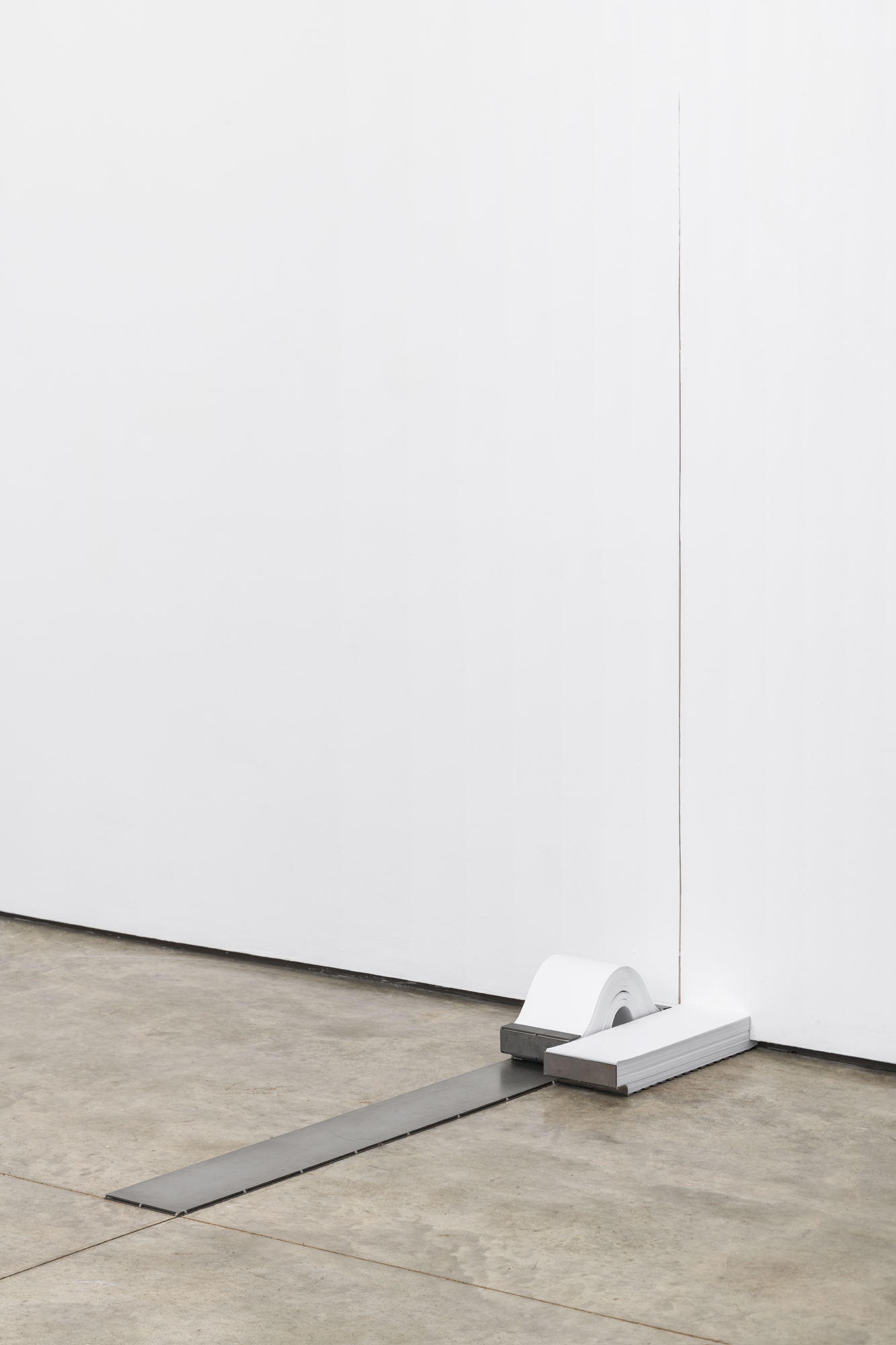 As Built, 2019 [paper, steel and intervention on wall] 140 x 140 x 30 cm