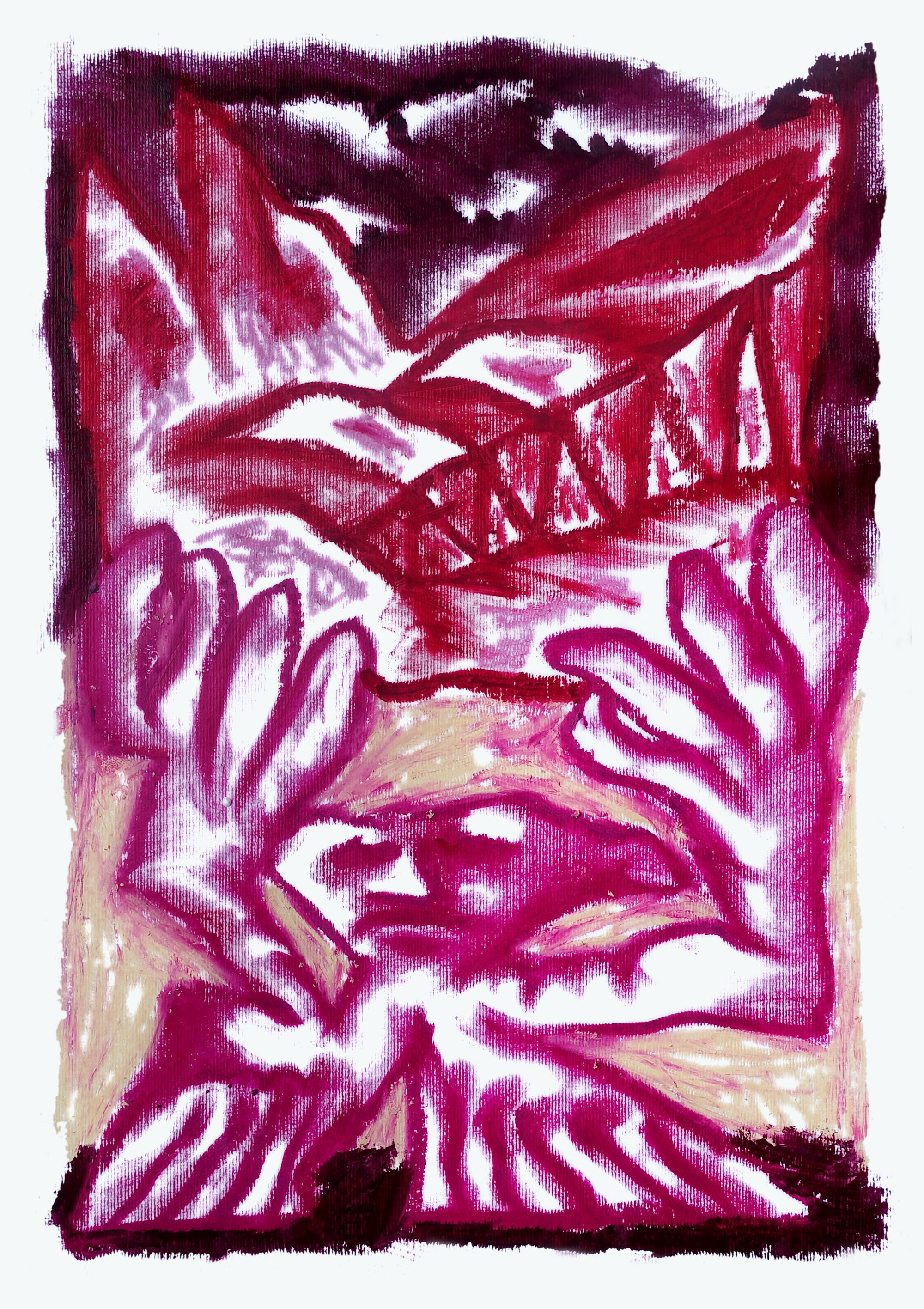  Disegni Sfilettati #9oil pastels on paper, 50x35 cm, 2023