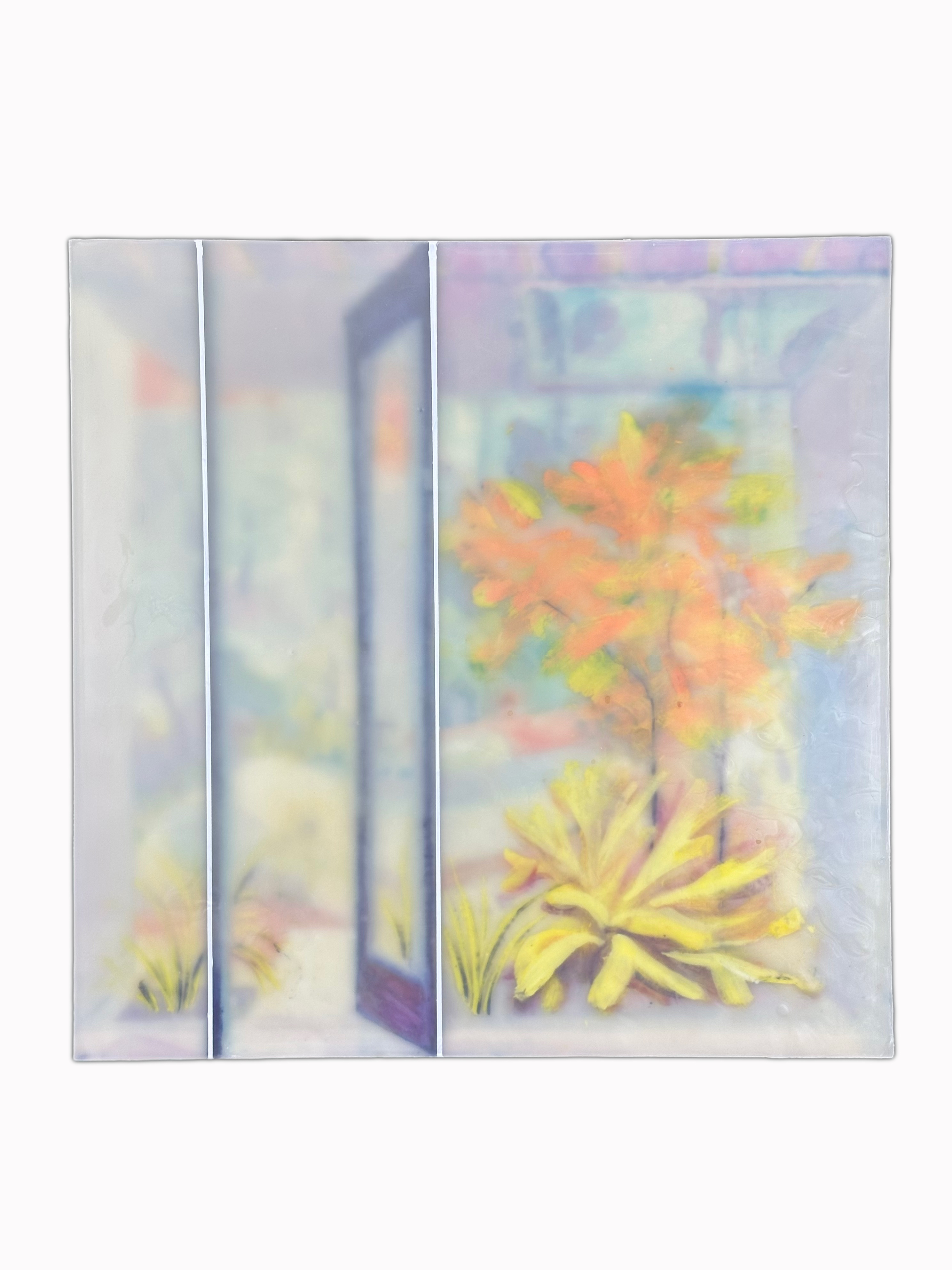 "Interior/Exterior IV", encaustic on board, 30 in x 30 in, 2025