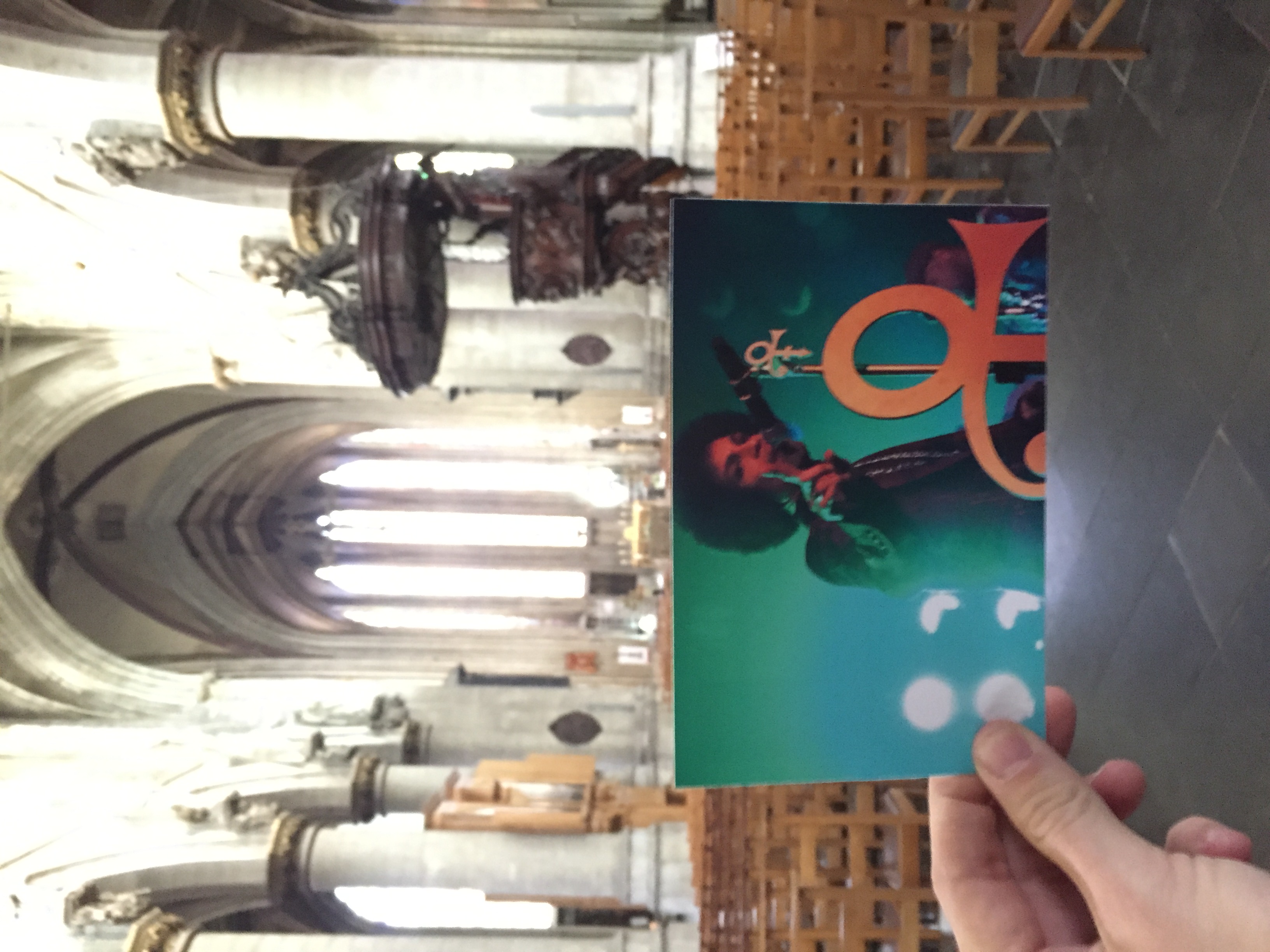 Here's Kenneth's card at the Englise Notre-Dame au Sablon in Brussels