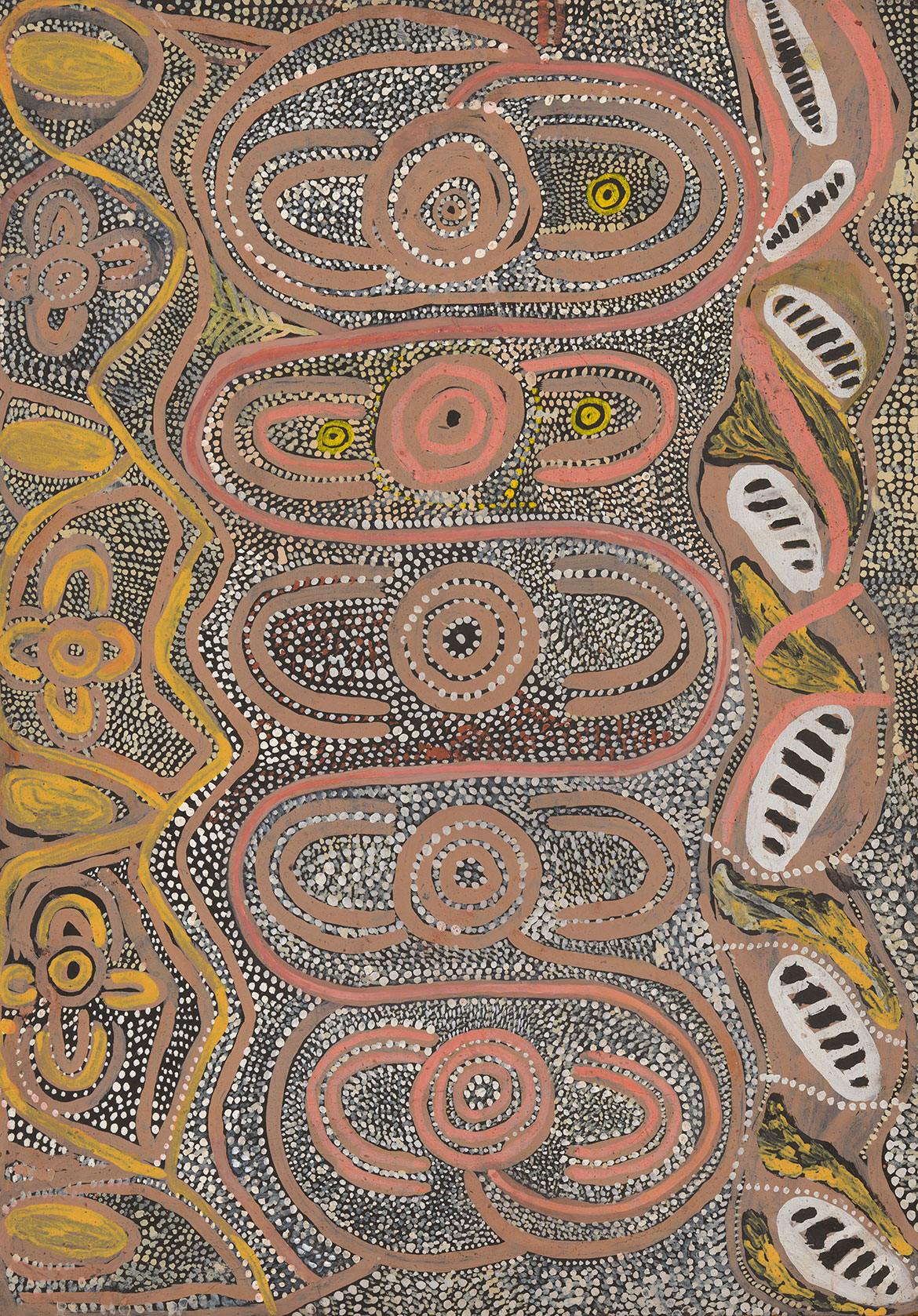 The Papunya Tula movement was looked to for guidance on type (Women’s ceremony in a cave, Johnny Warangula Tjupurrula, 1971).